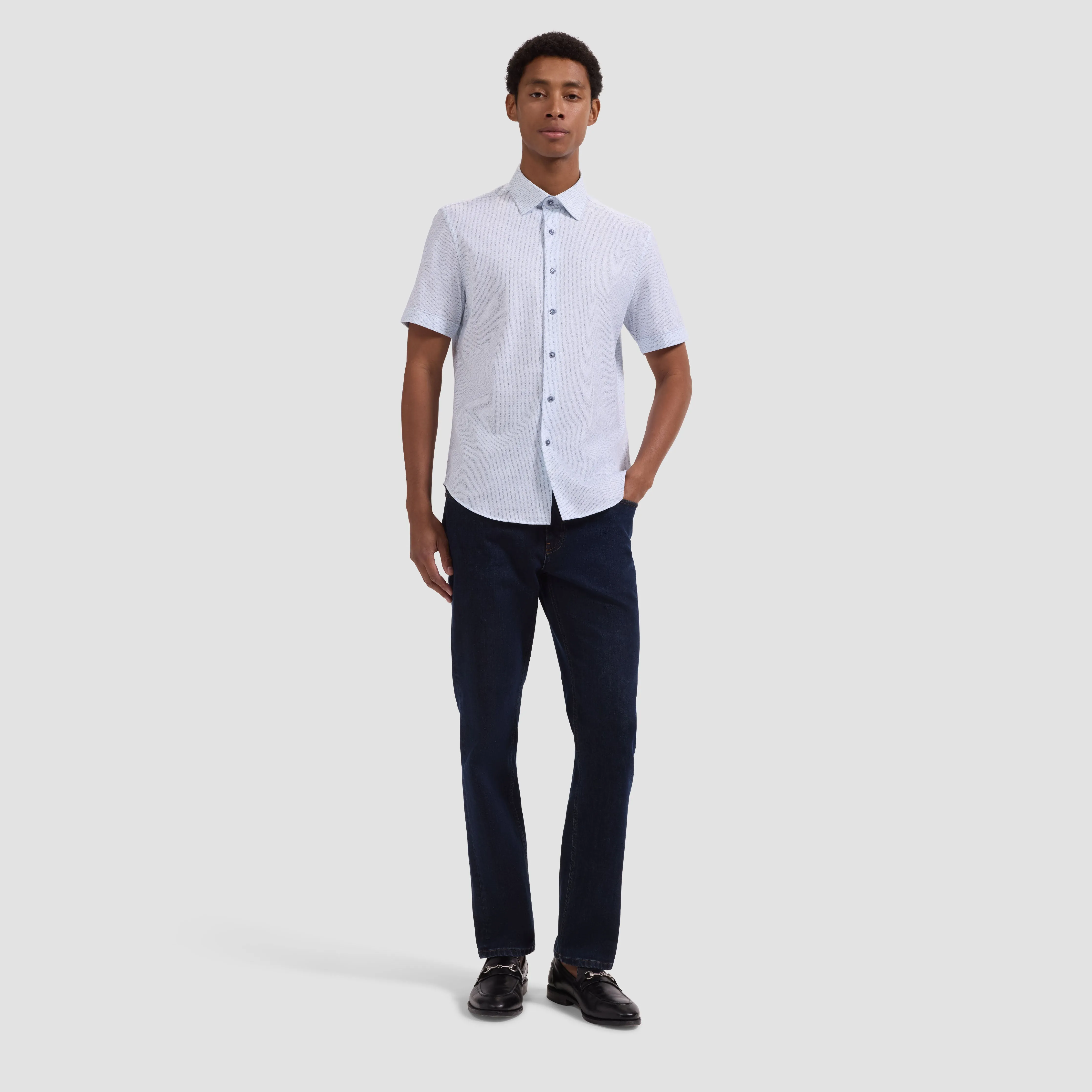 Miles OoohCotton Geometric Short-Sleeve Shirt sold by Bugatchi product image thumbnail 4