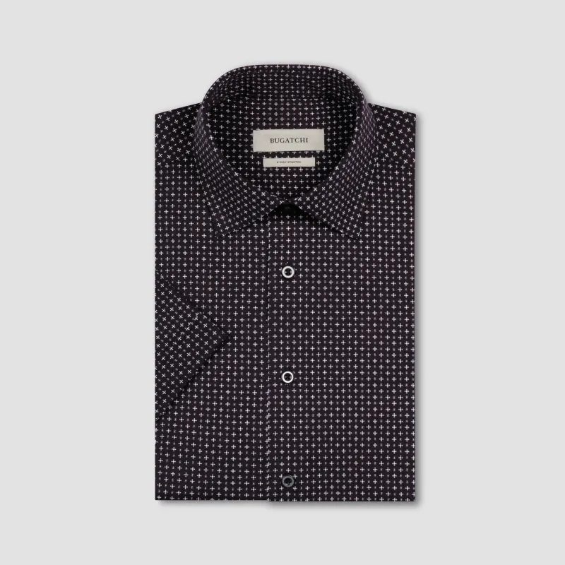 Miles OoohCotton Geometric Short-Sleeve Shirt made by Bugatchi