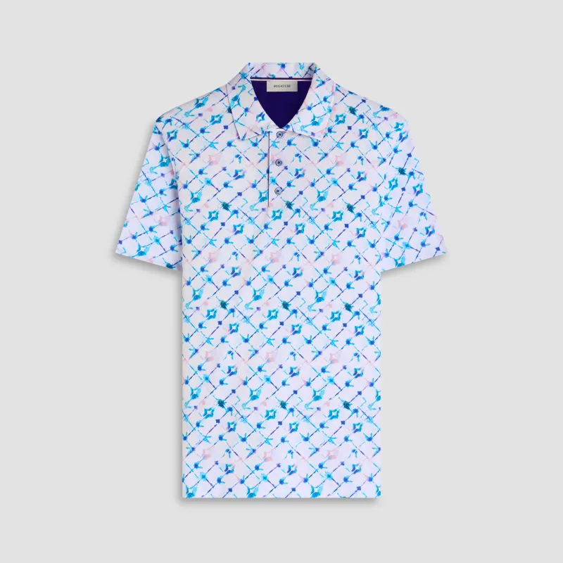 Ink-Blot Diamond Check Polo Shirt made by Bugatchi