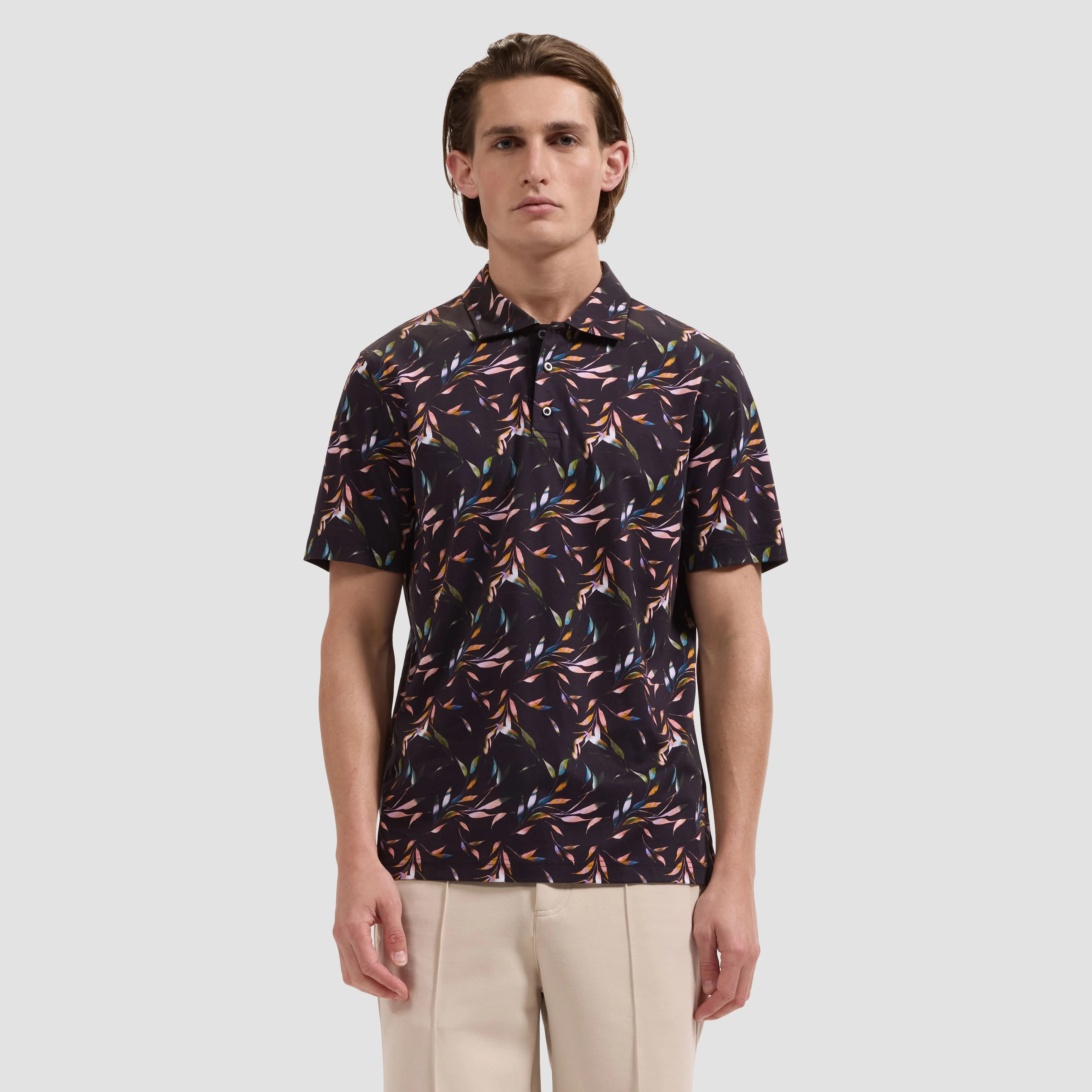 Hendrix Leaf Print Polo Shirt sold by Bugatchi product image thumbnail 2