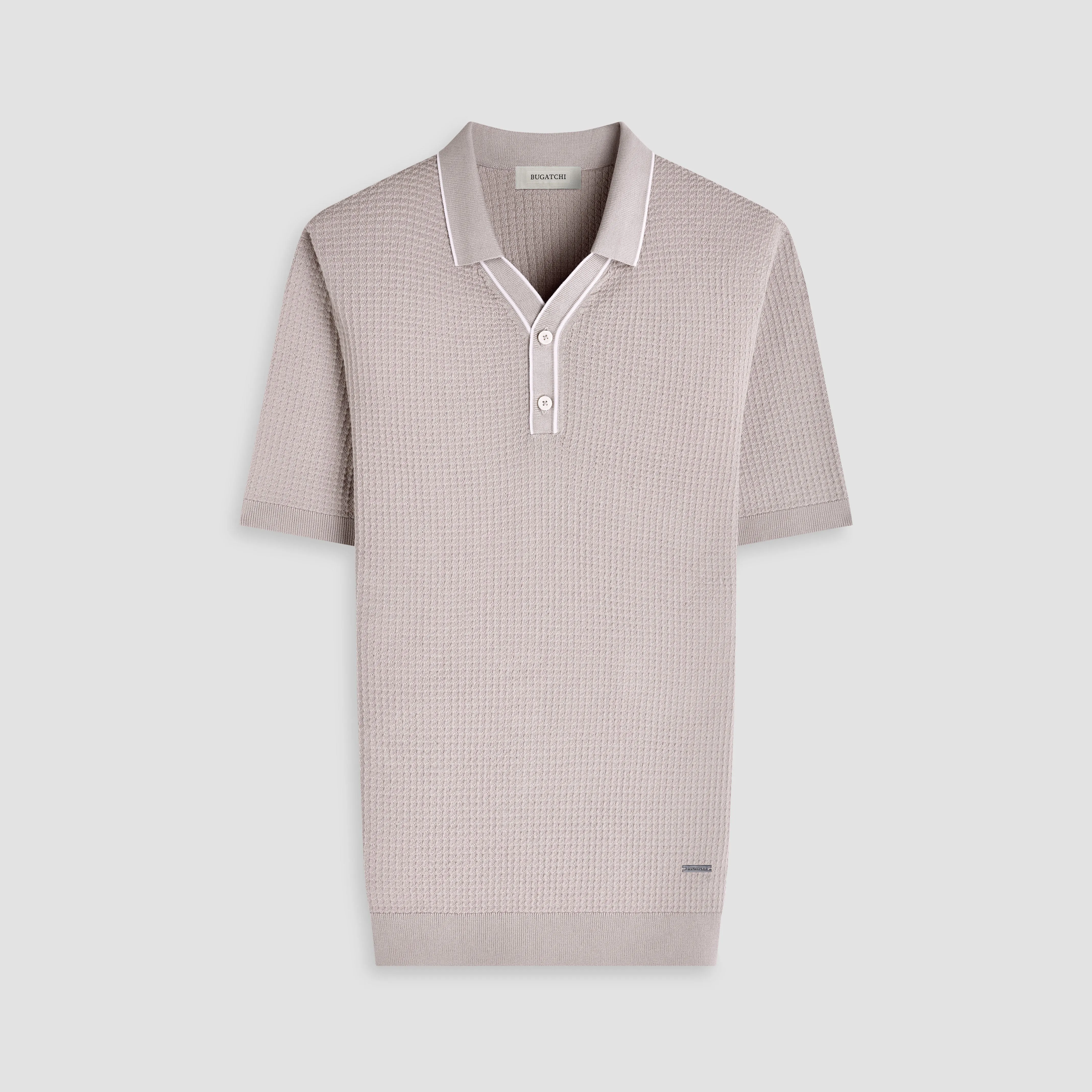 Waffle Knit Johnny Collar Short-Sleeve Sweater sold by Bugatchi
