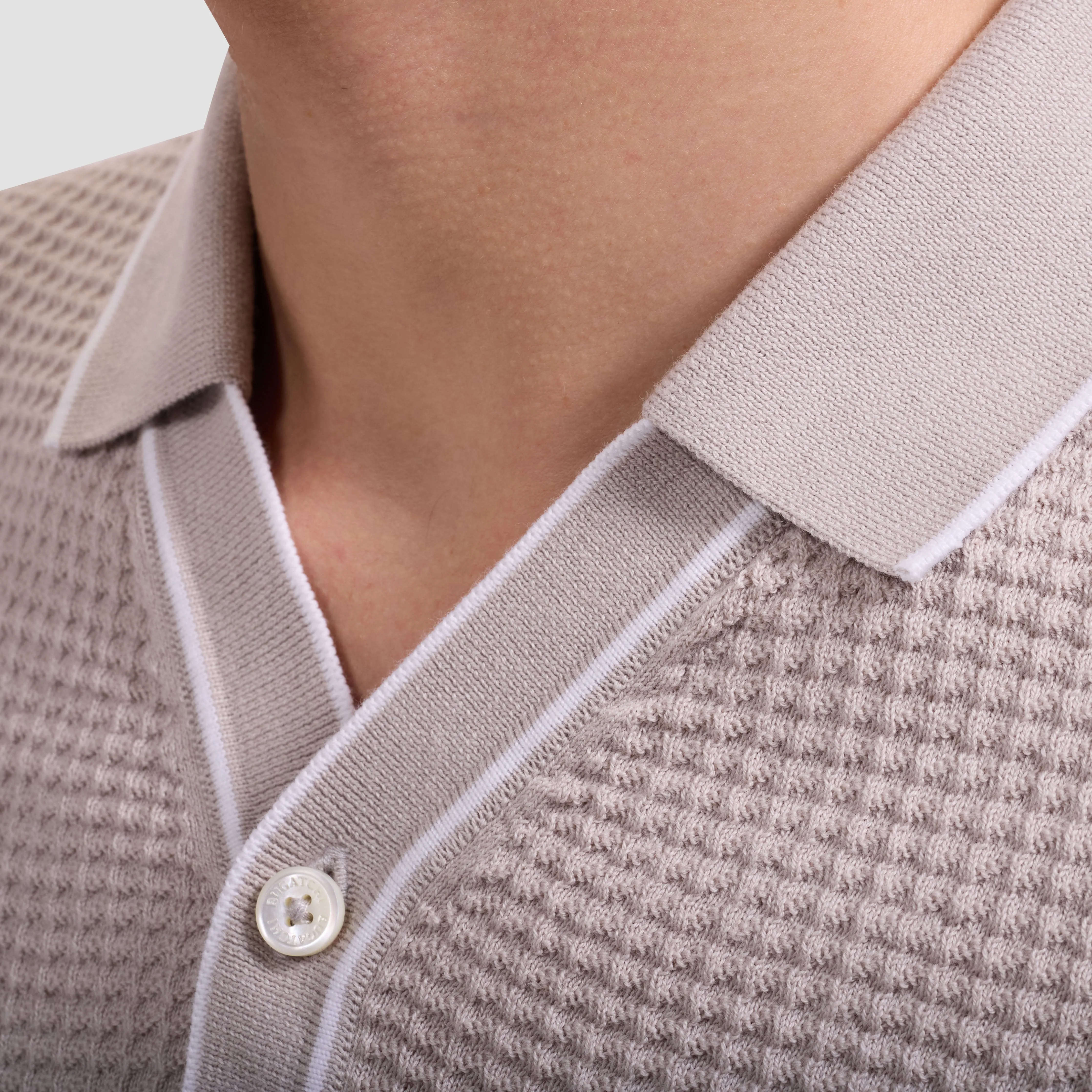 Waffle Knit Johnny Collar Short-Sleeve Sweater sold by Bugatchi product image thumbnail 5