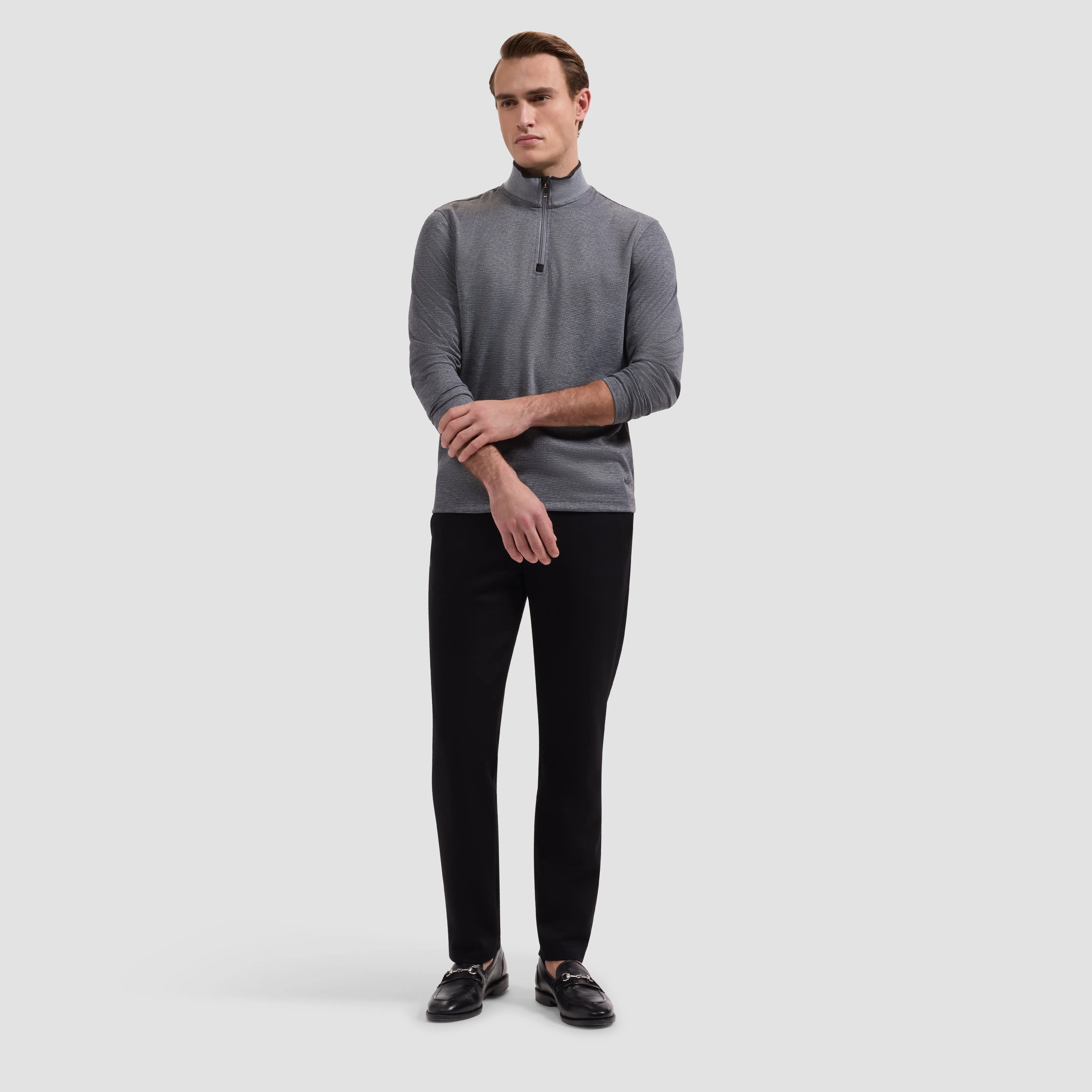 Performance Houndstooth Quarter-Zip Mock Neck Pullover sold by Bugatchi product image thumbnail 4