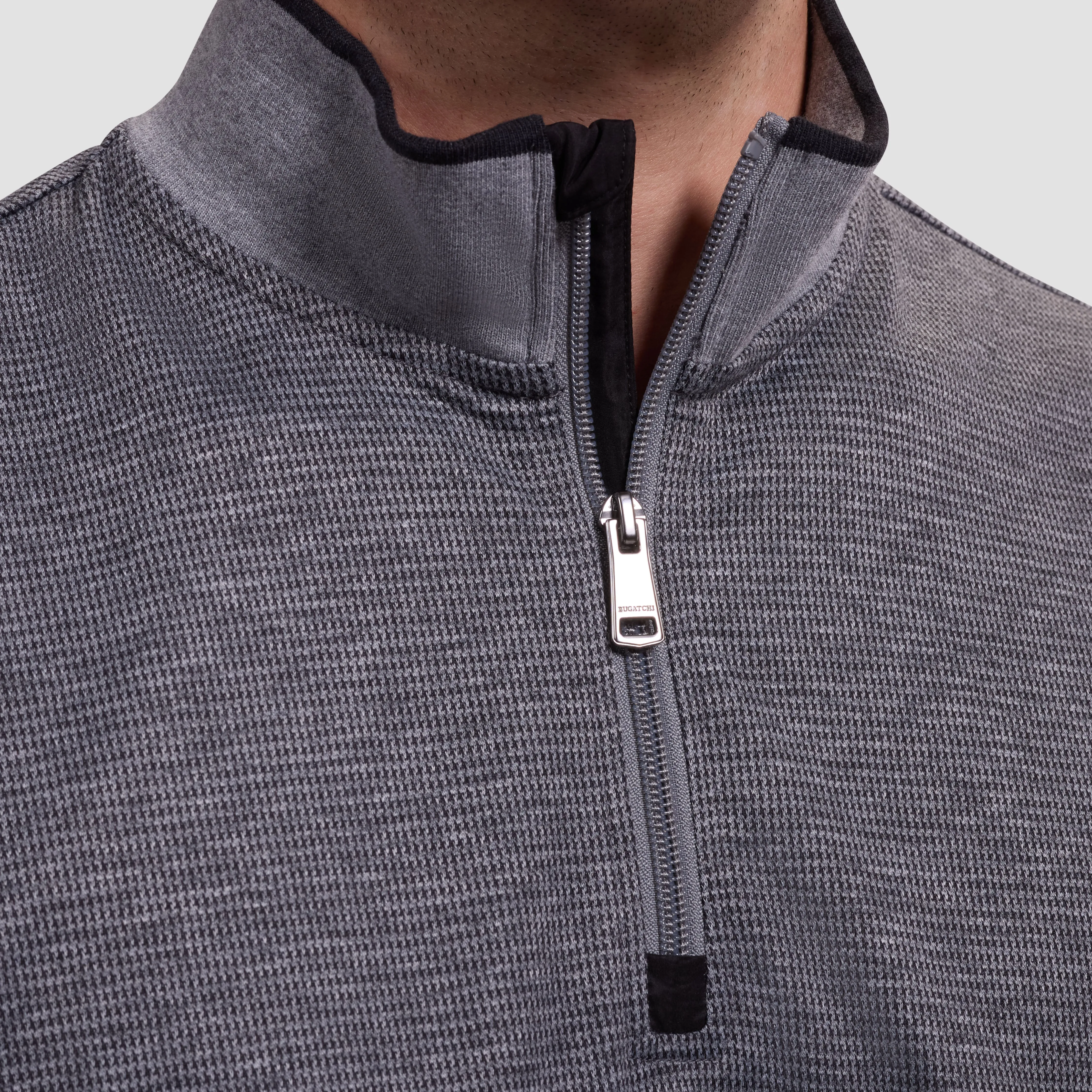Performance Houndstooth Quarter-Zip Mock Neck Pullover sold by Bugatchi product image thumbnail 5
