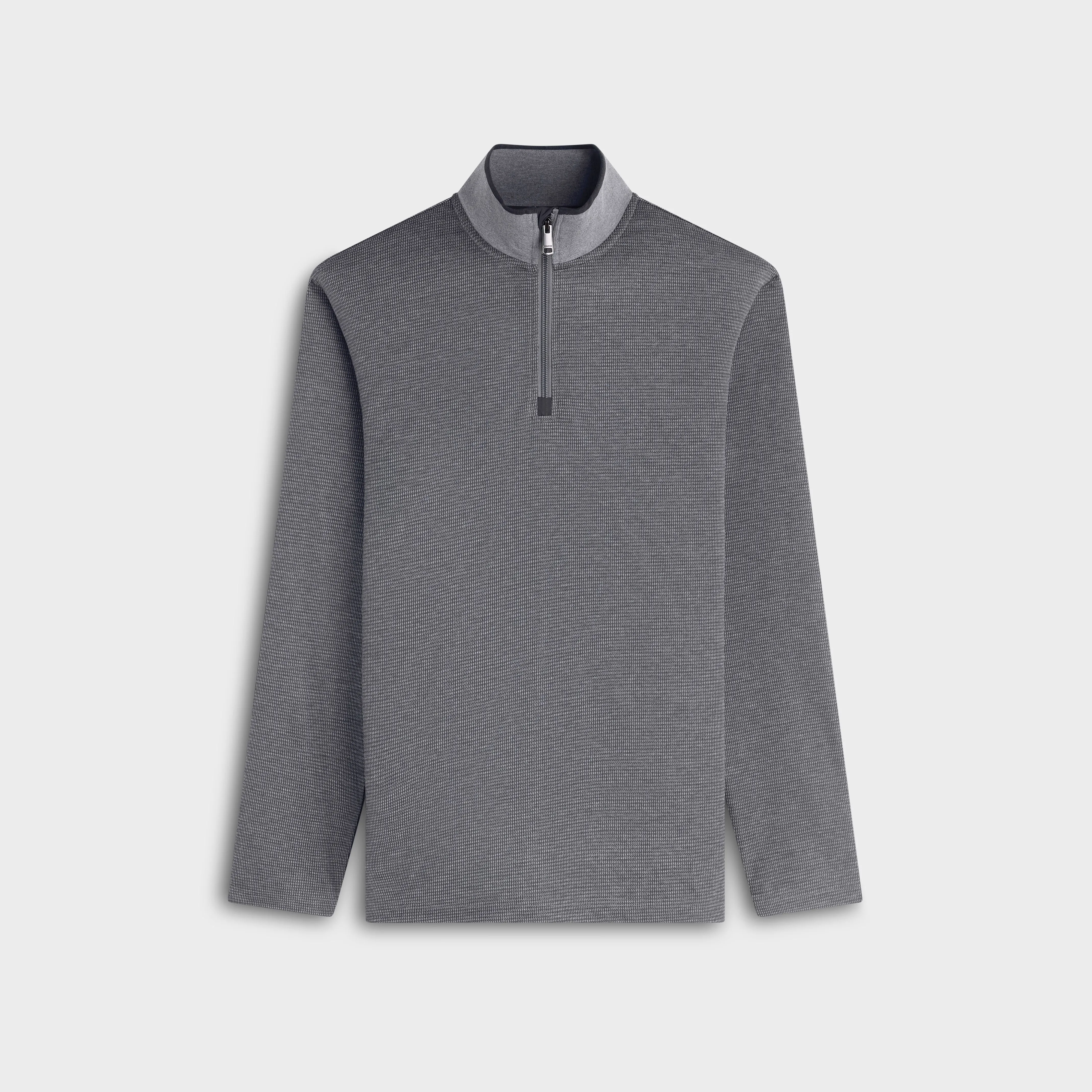 Performance Houndstooth Quarter-Zip Mock Neck Pullover sold by Bugatchi