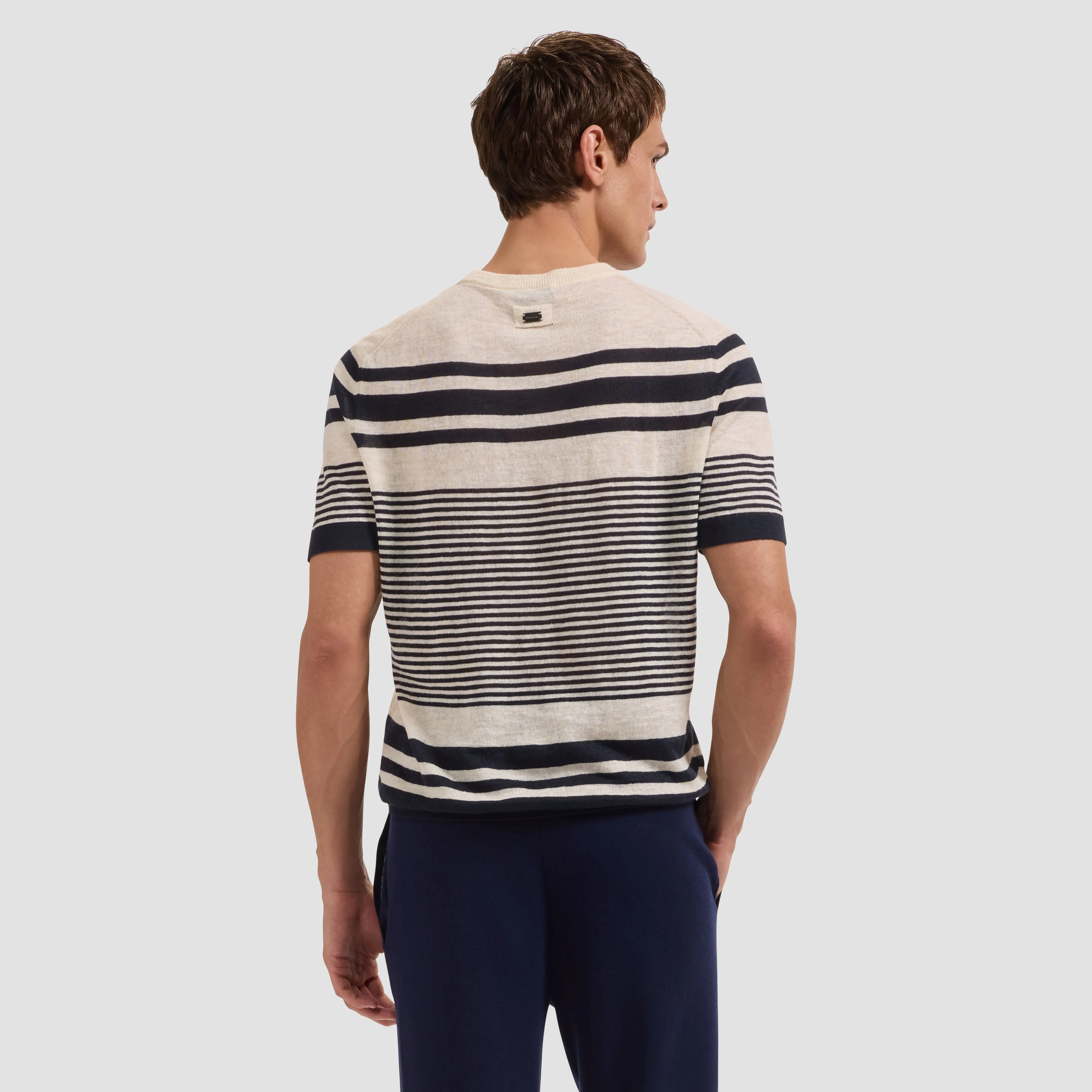 Striped Short-Sleeve Crewneck Sweater sold by Bugatchi product image thumbnail 3