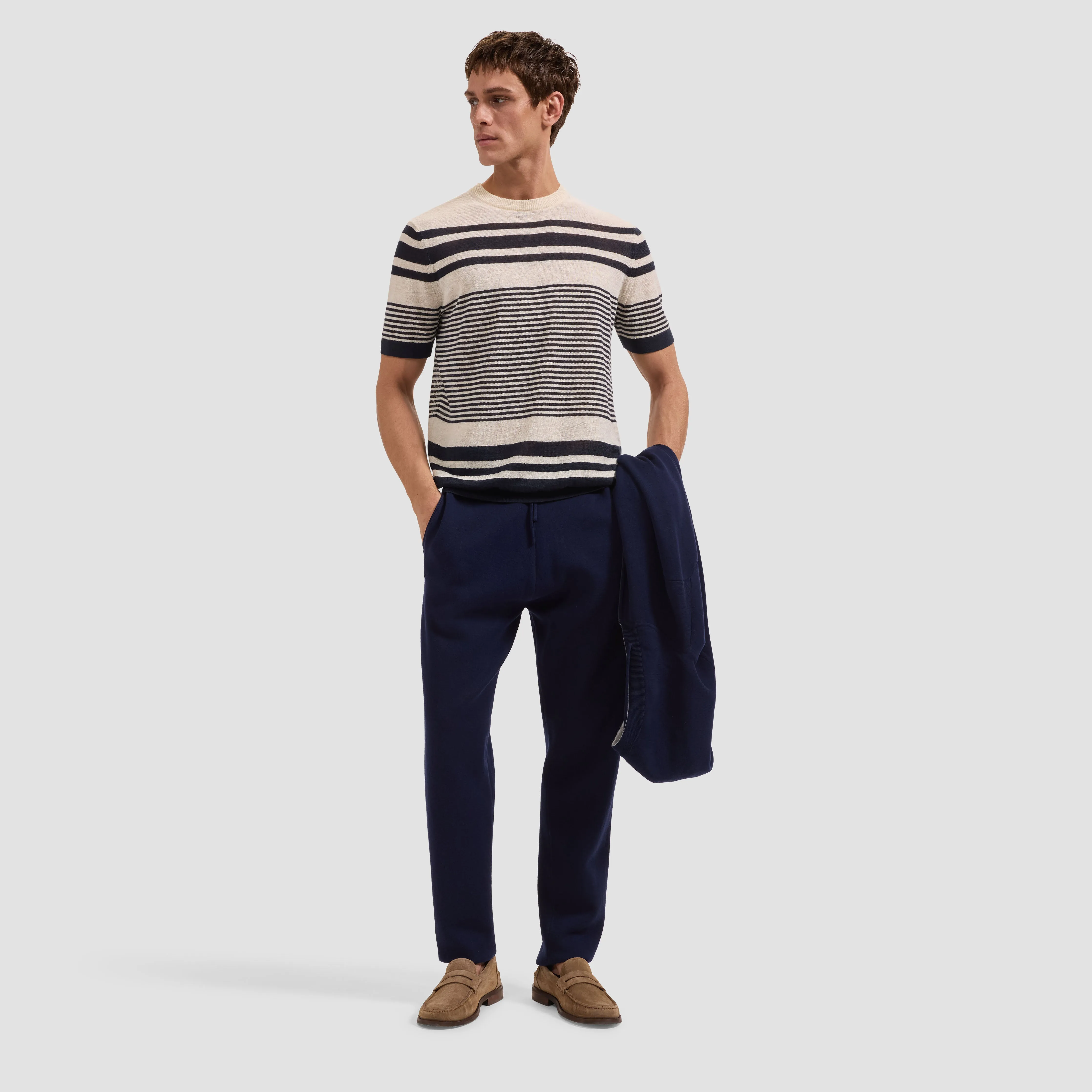 Striped Short-Sleeve Crewneck Sweater sold by Bugatchi product image thumbnail 4