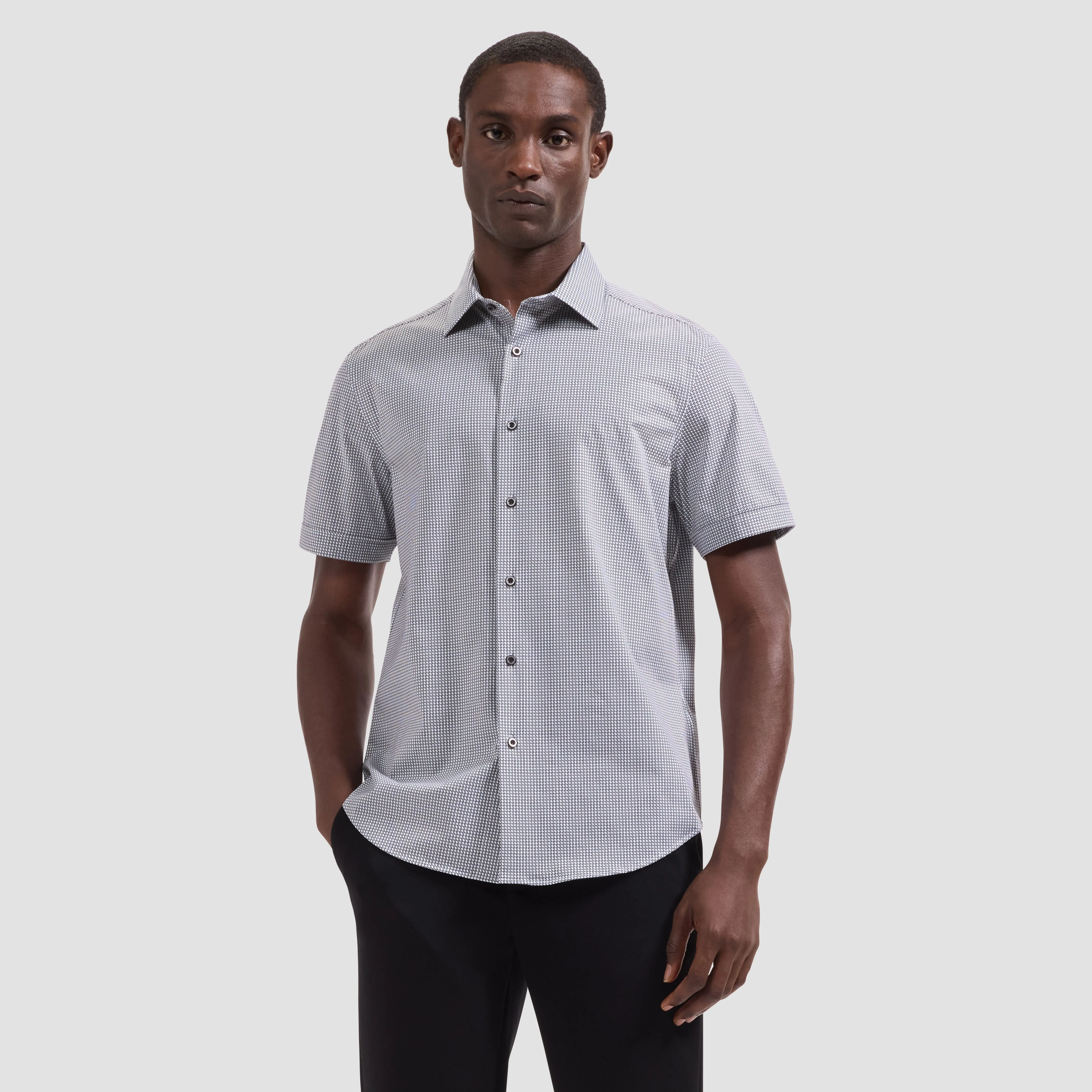 Miles OoohCotton Geometric Short-Sleeve Shirt sold by Bugatchi product image thumbnail 2