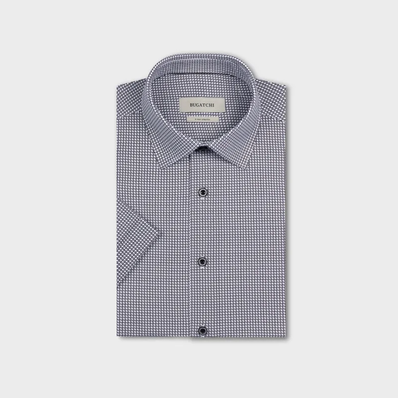 Miles OoohCotton Geometric Short-Sleeve Shirt made by Bugatchi