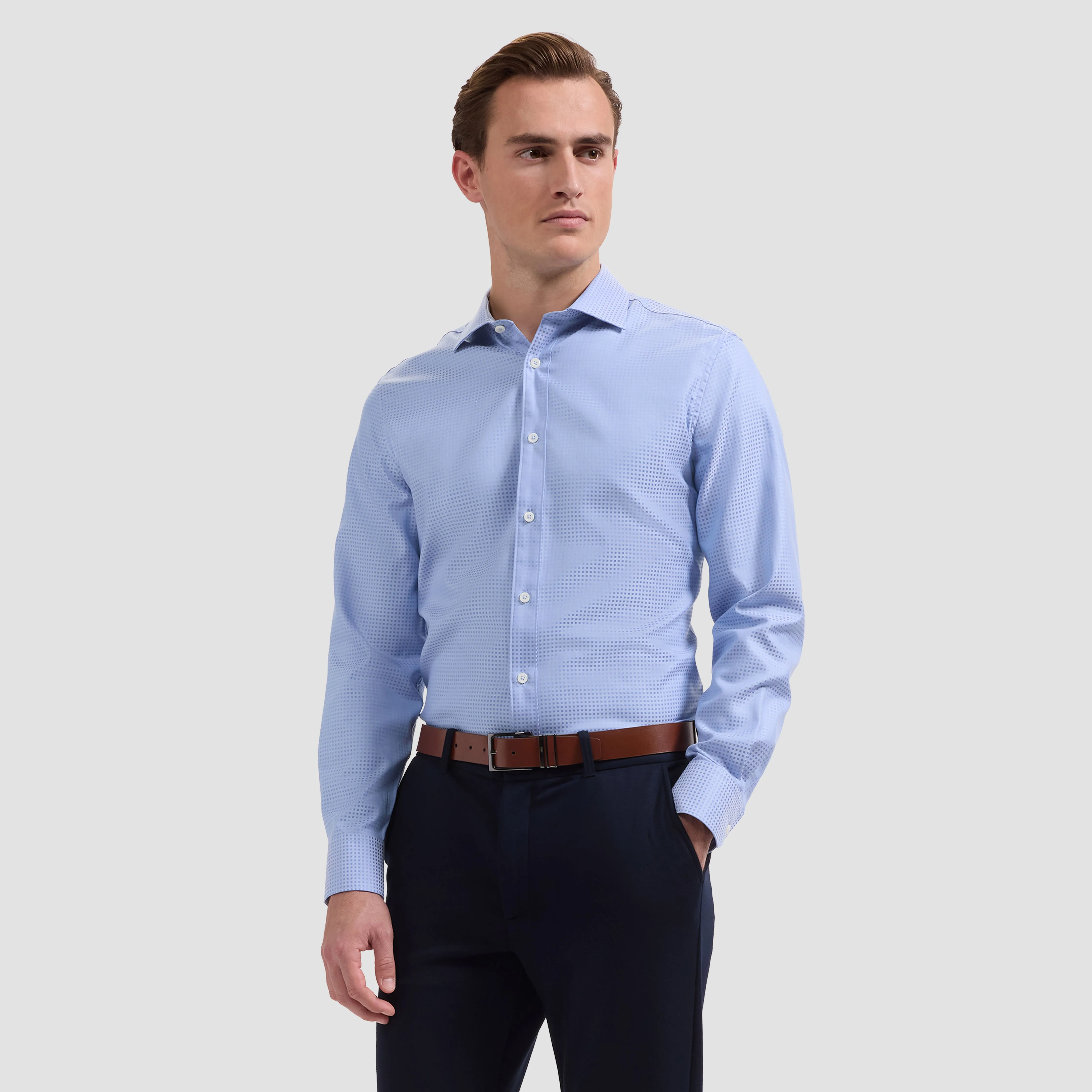 Axel Micro Check Jacquard Shirt sold by Bugatchi product image thumbnail 2