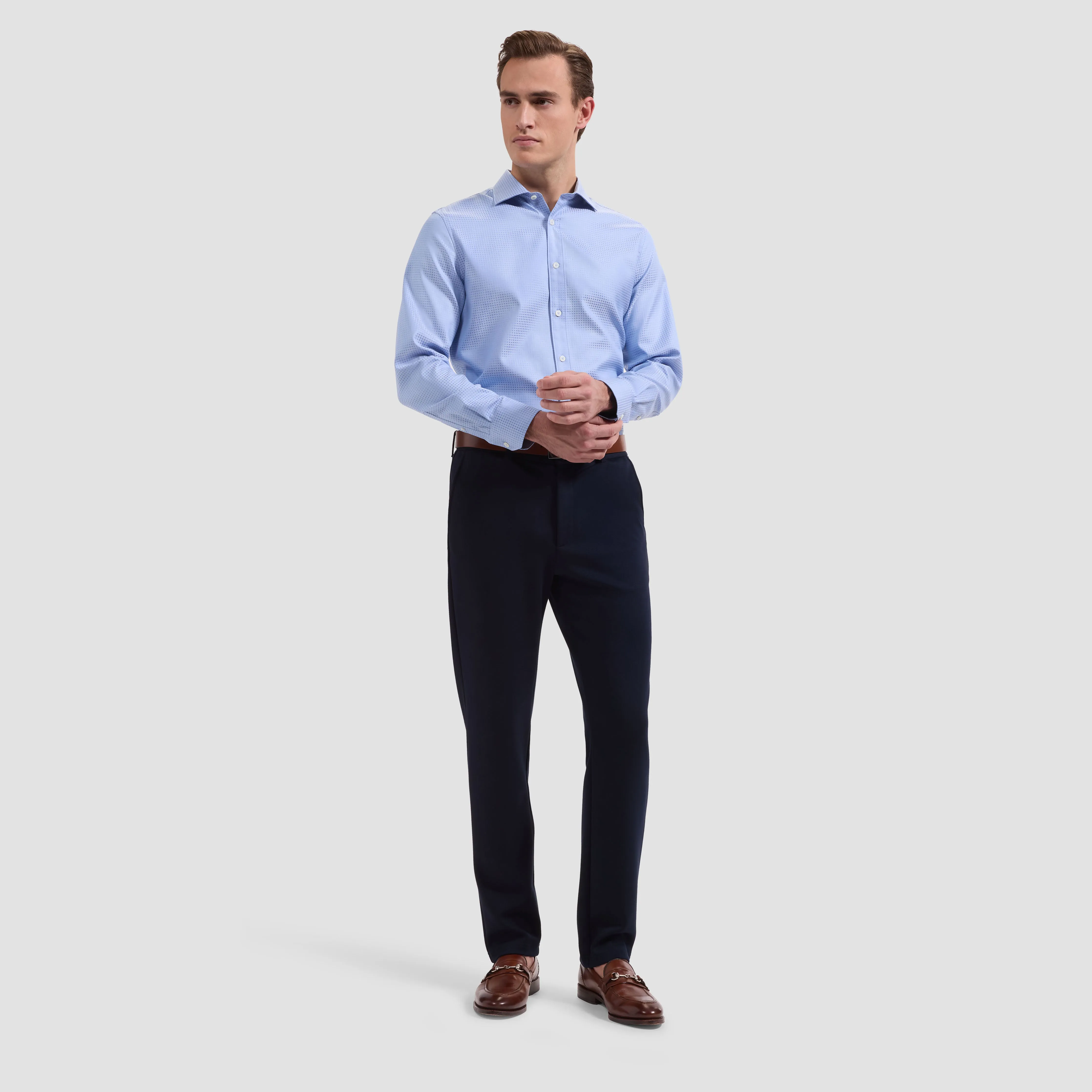 Axel Micro Check Jacquard Shirt sold by Bugatchi product image thumbnail 4