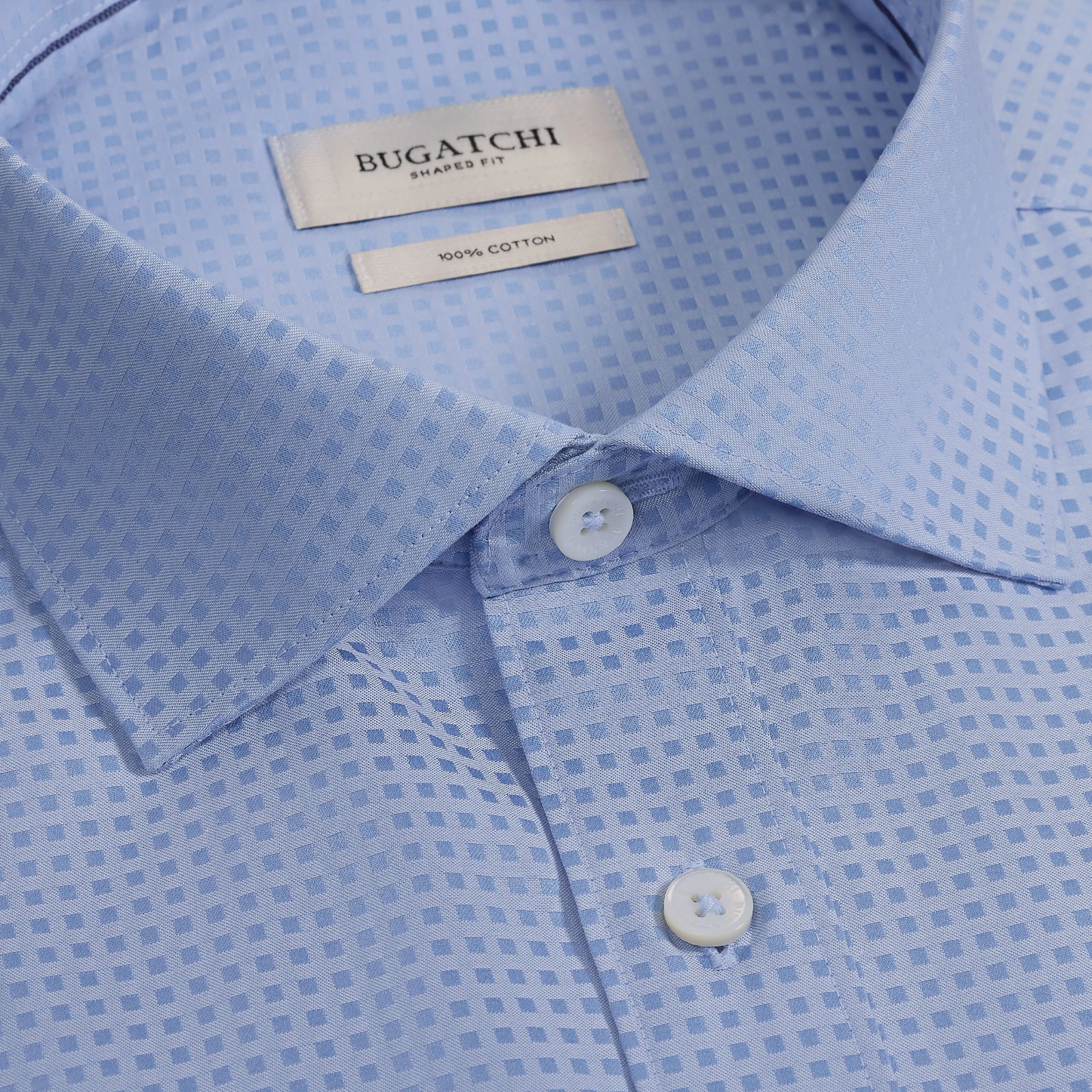 Axel Micro Check Jacquard Shirt sold by Bugatchi product image thumbnail 5