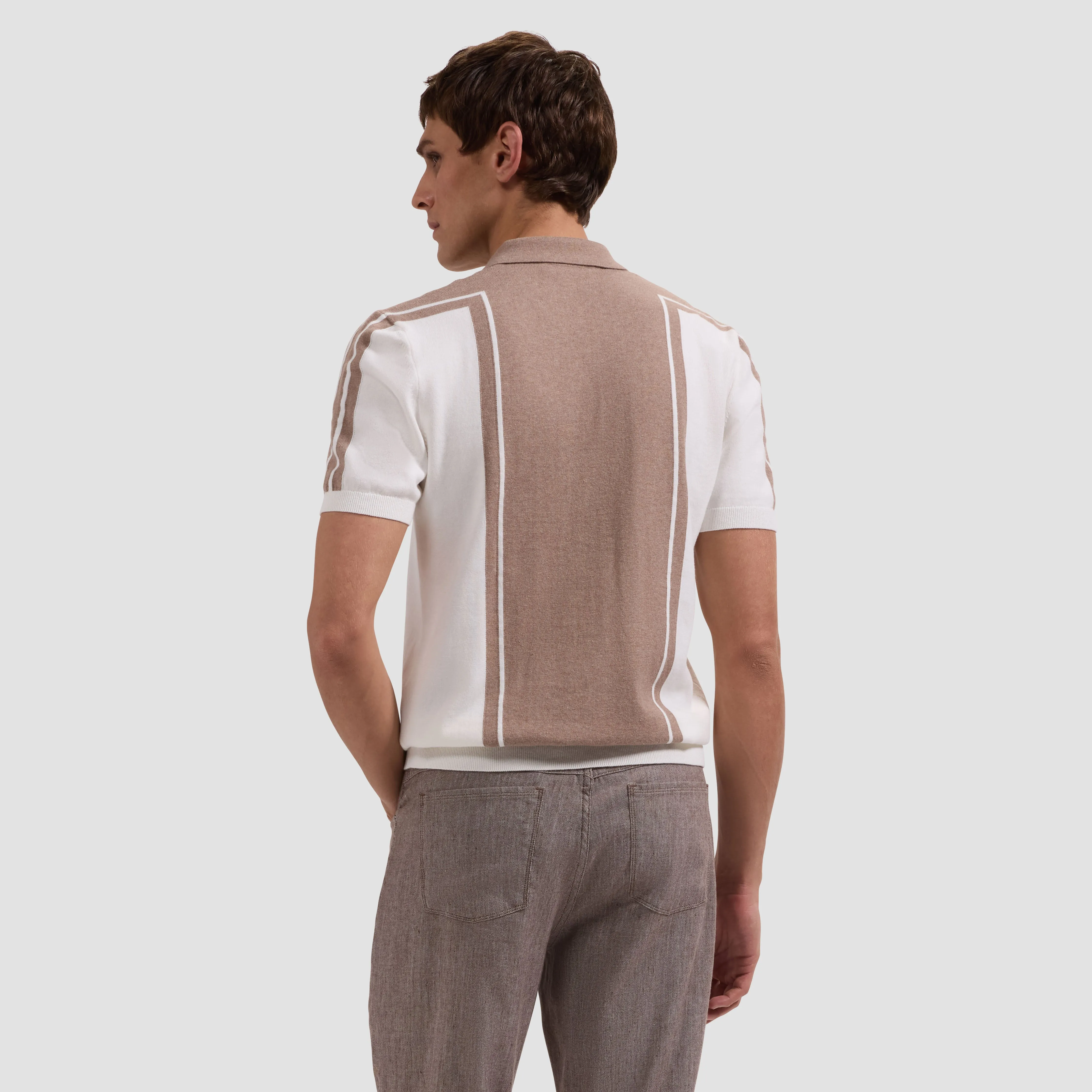 Contrast Panel Short-Sleeve Quarter-Zip Sweater sold by Bugatchi product image thumbnail 3