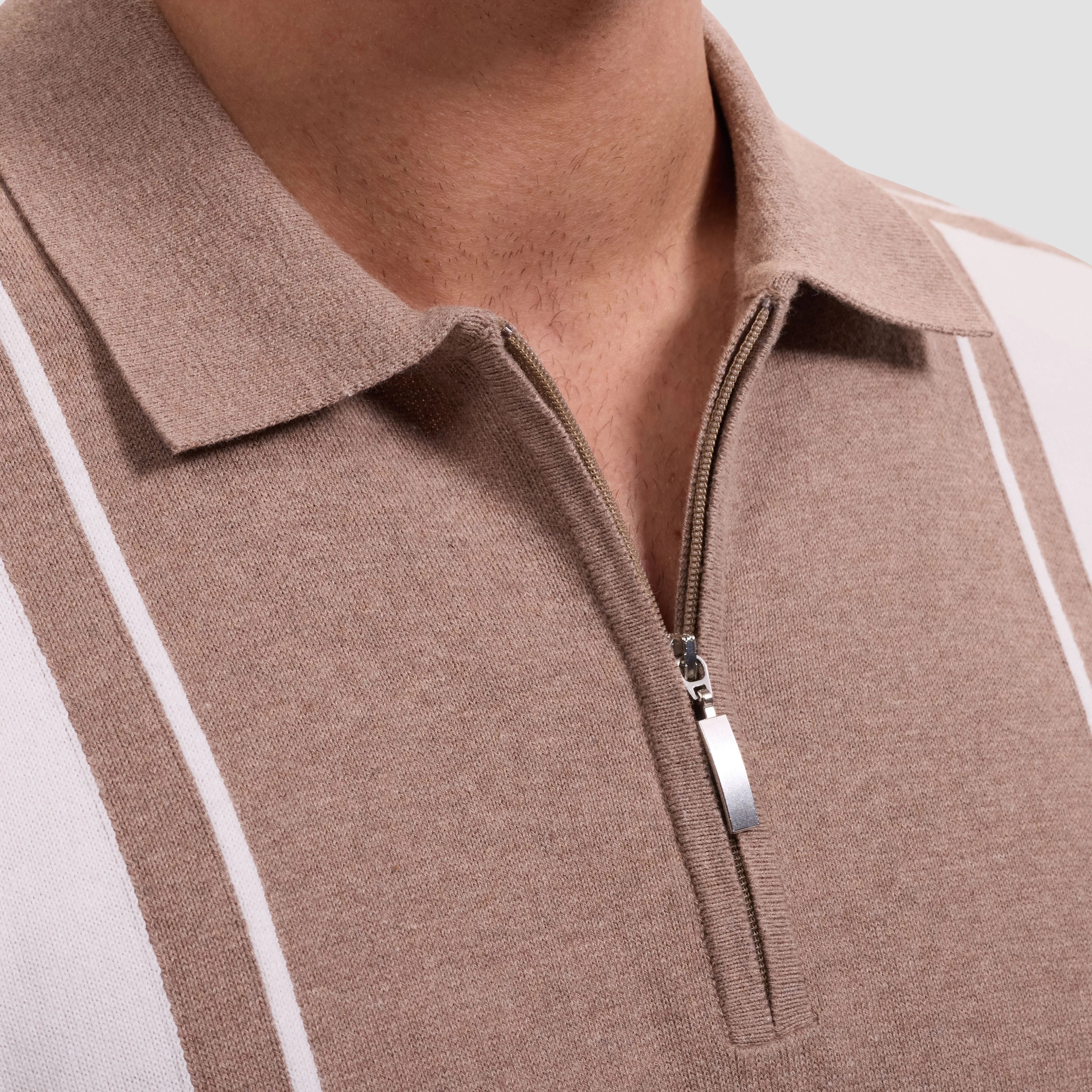 Contrast Panel Short-Sleeve Quarter-Zip Sweater sold by Bugatchi product image thumbnail 5