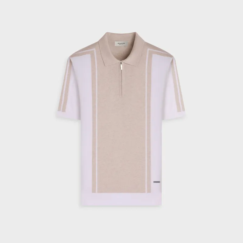 Contrast Panel Short-Sleeve Quarter-Zip Sweater made by Bugatchi