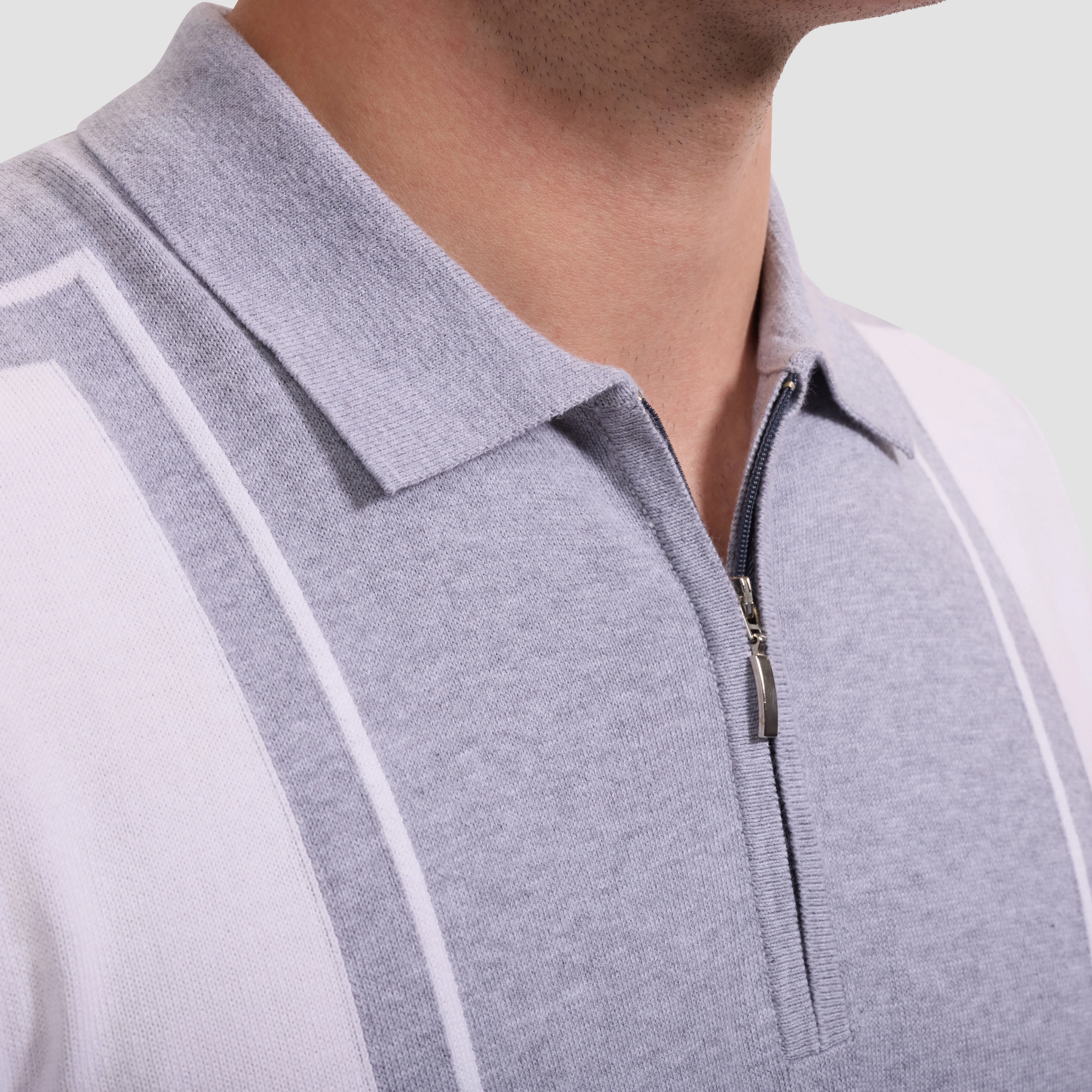 Contrast Panel Short-Sleeve Quarter-Zip Sweater sold by Bugatchi product image thumbnail 5