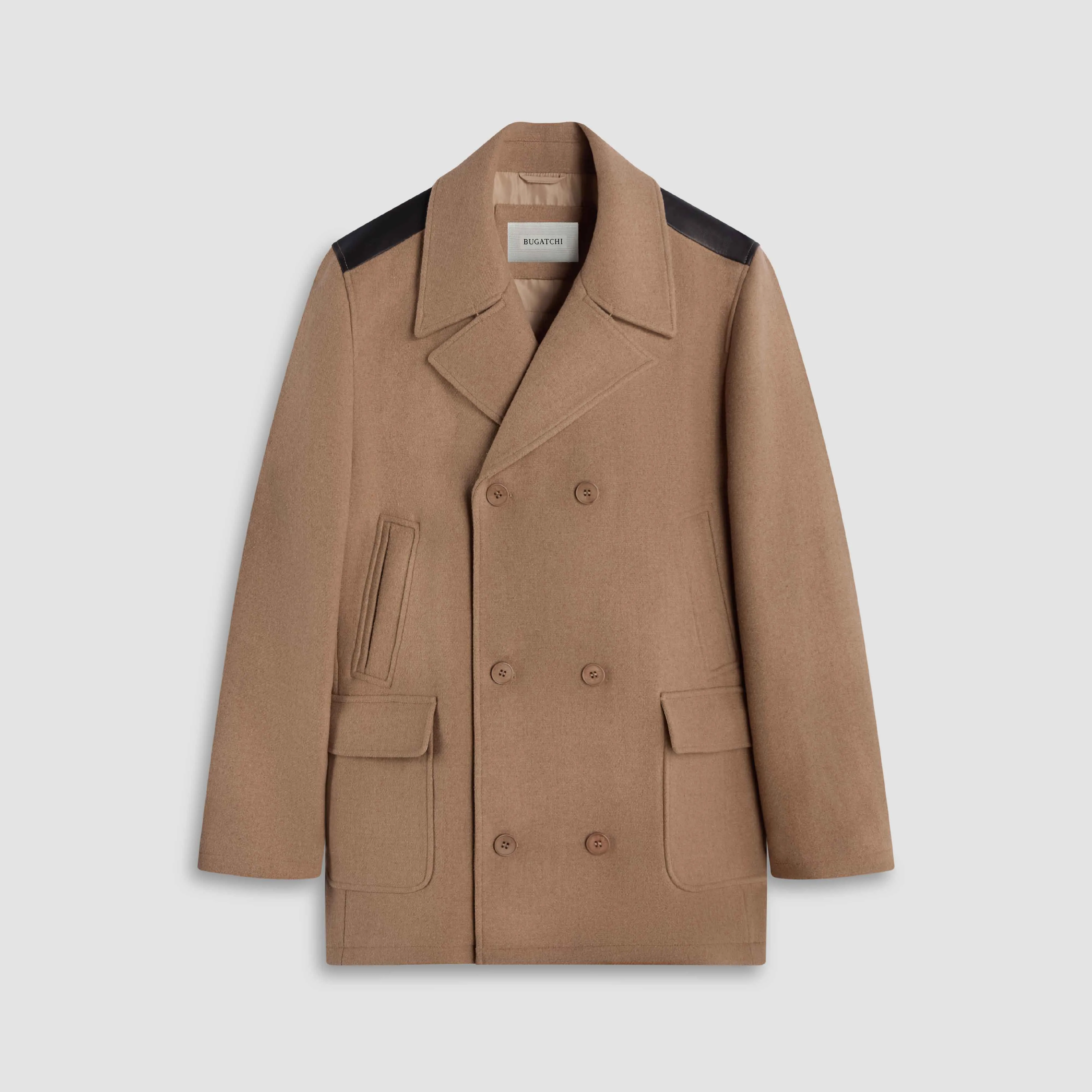Peacoat with Leather Trim sold by Bugatchi