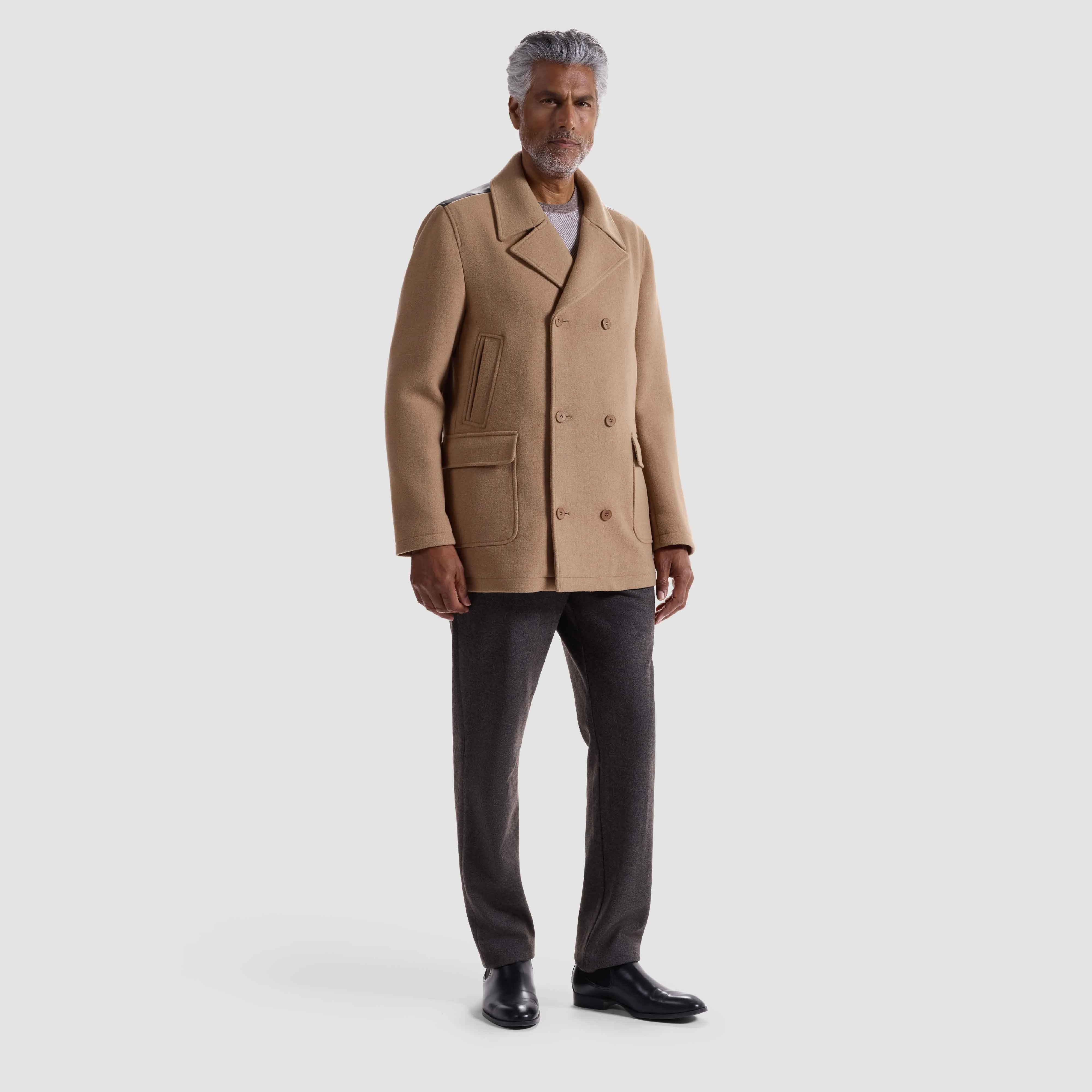 Peacoat with Leather Trim sold by Bugatchi product image thumbnail 5