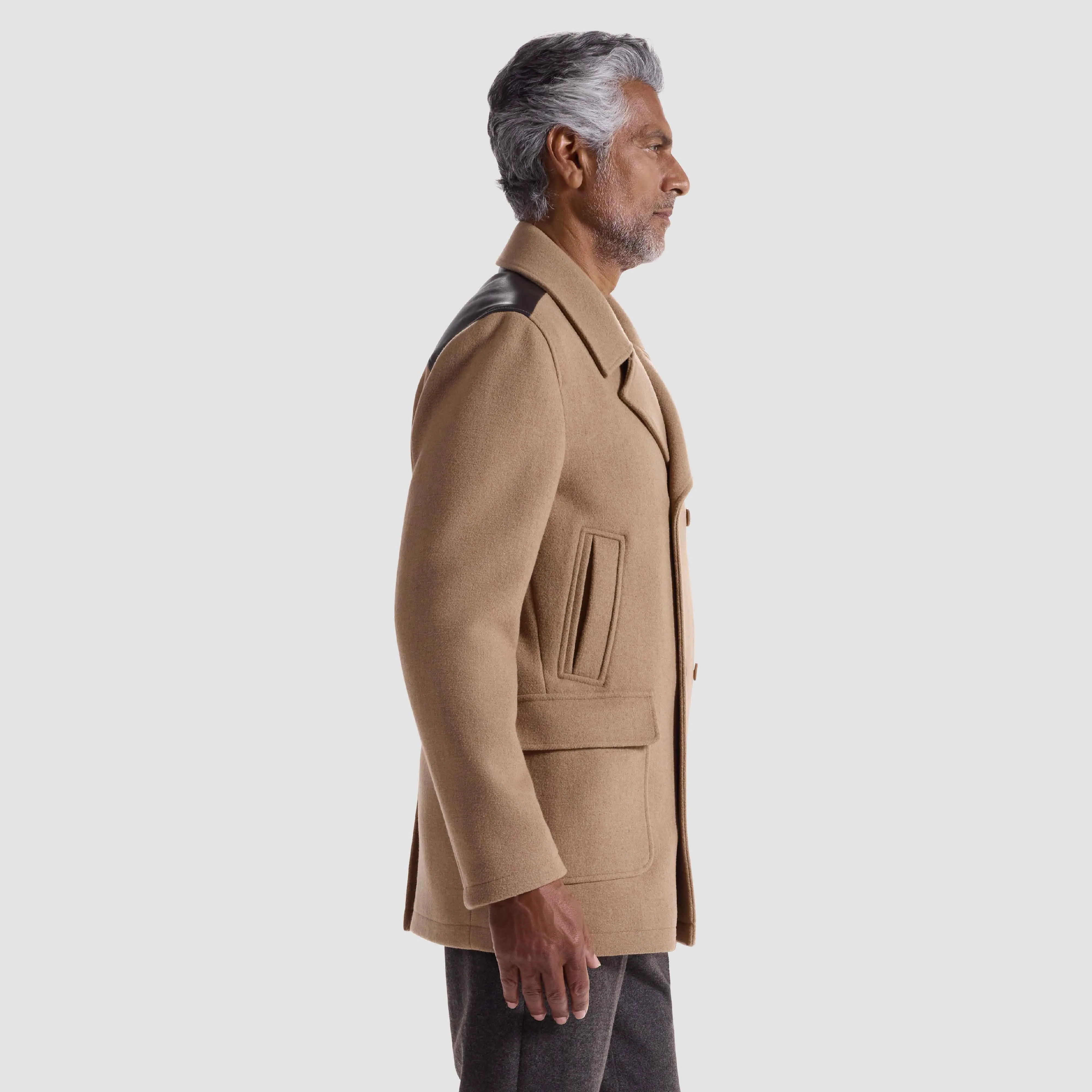 Peacoat with Leather Trim sold by Bugatchi product image thumbnail 3