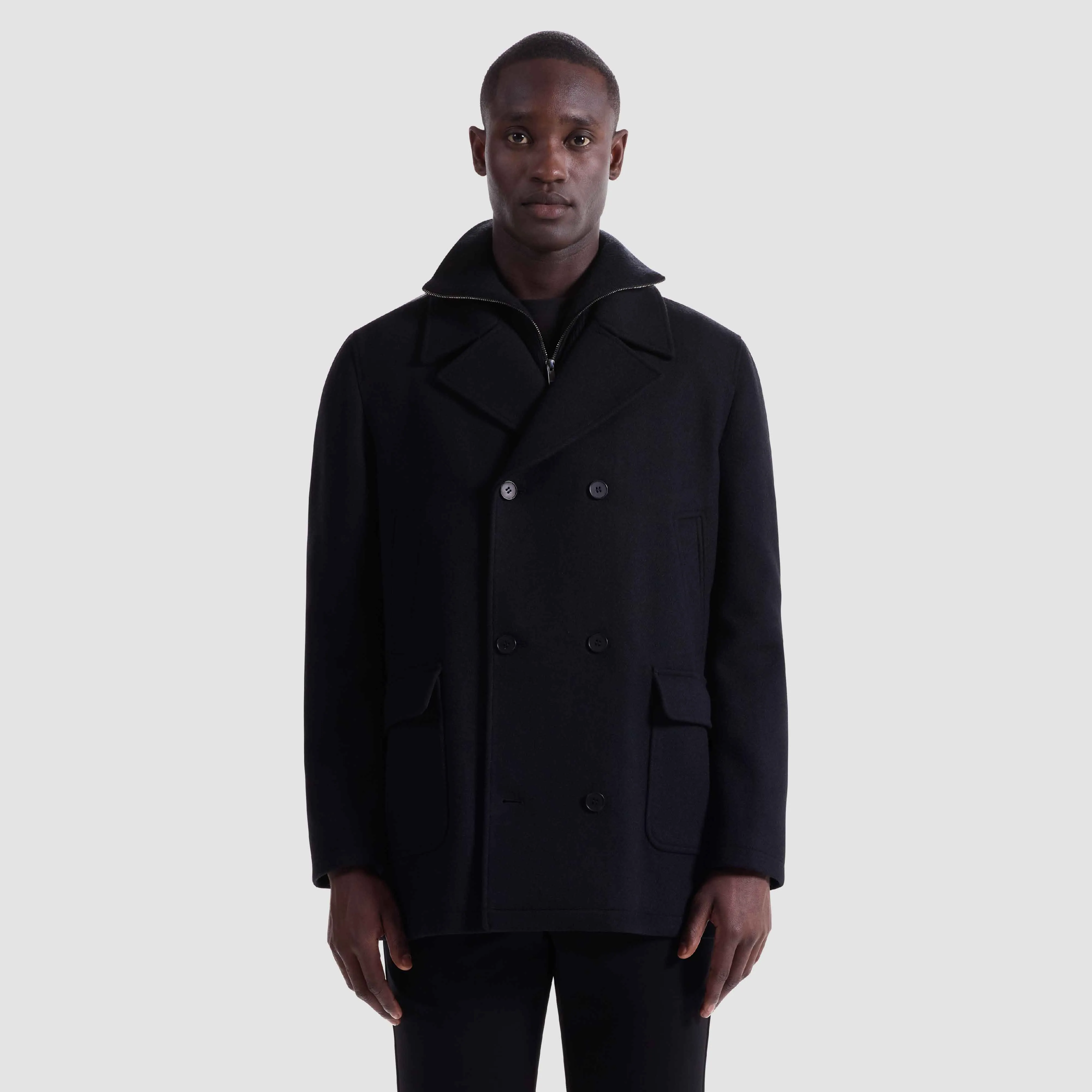 Peacoat with Leather Trim sold by Bugatchi product image thumbnail 2