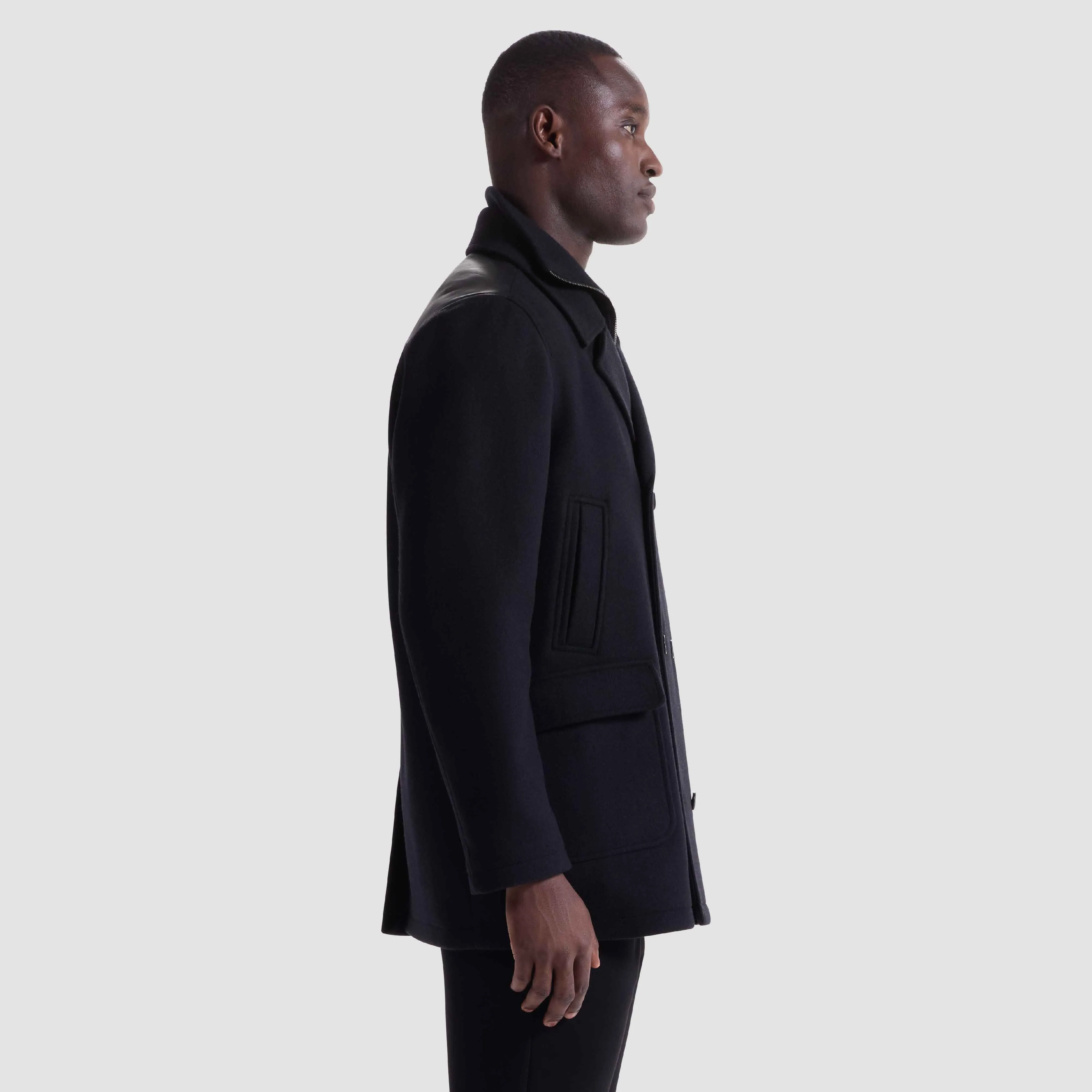 Peacoat with Leather Trim sold by Bugatchi product image thumbnail 3