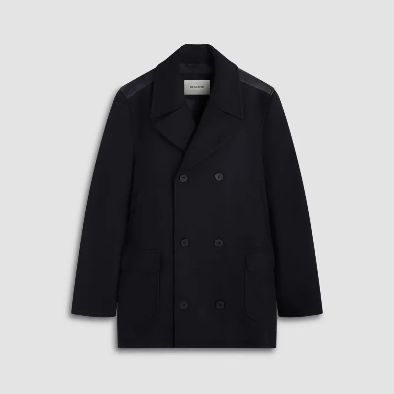 Peacoat with Leather Trim made by Bugatchi