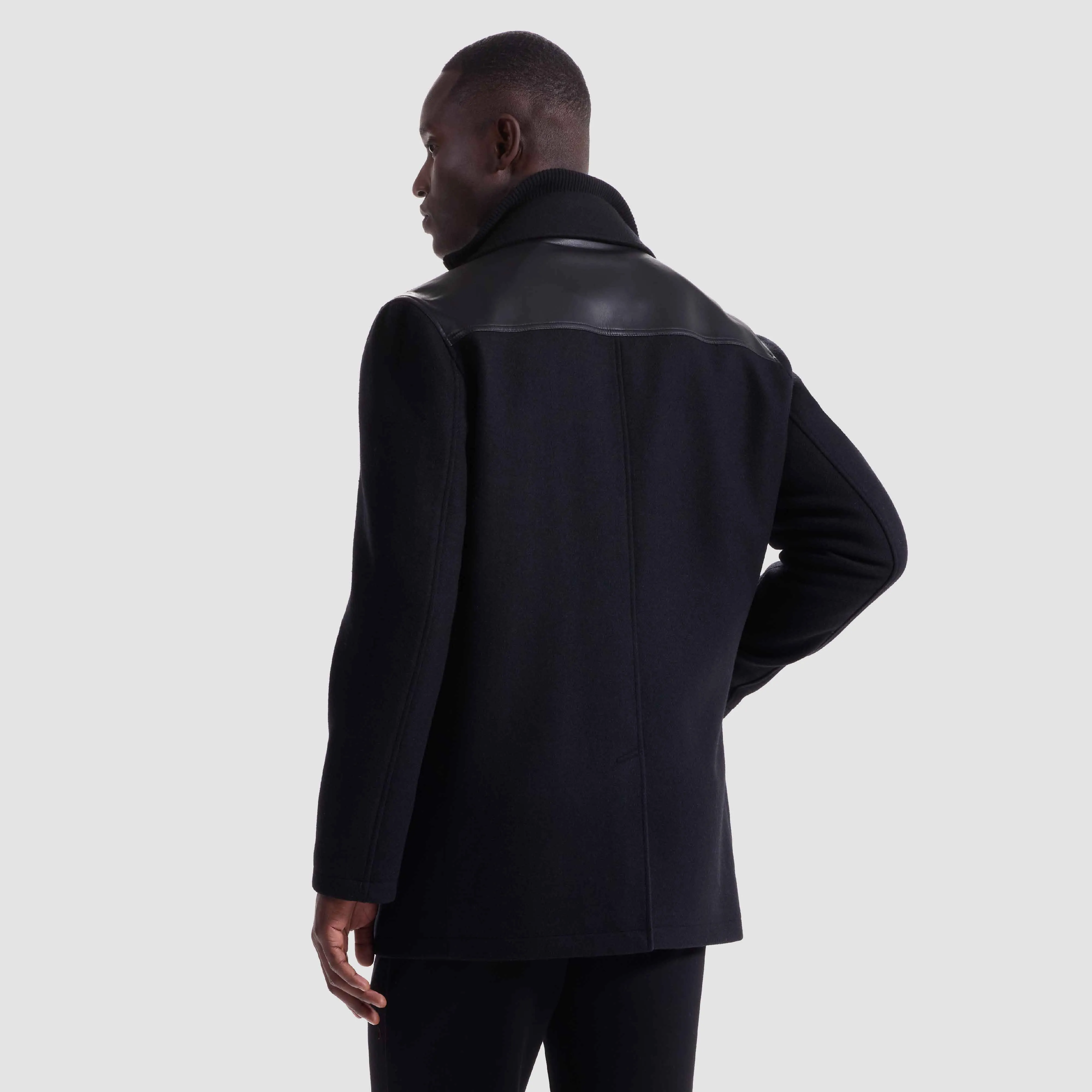 Peacoat with Leather Trim sold by Bugatchi product image thumbnail 4