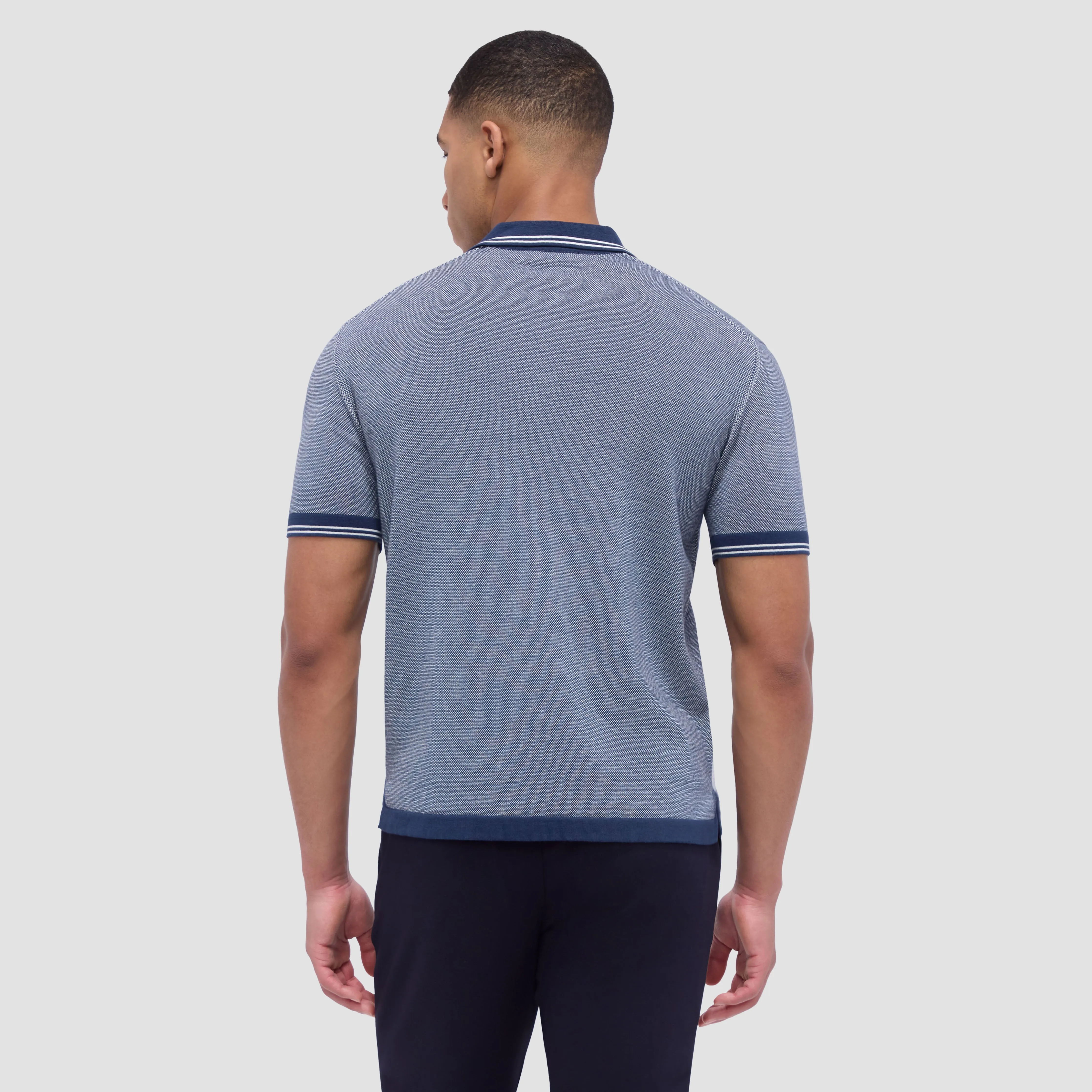 Bird's Eye Jacquard Short-Sleeved Polo Sweater sold by Bugatchi product image thumbnail 4