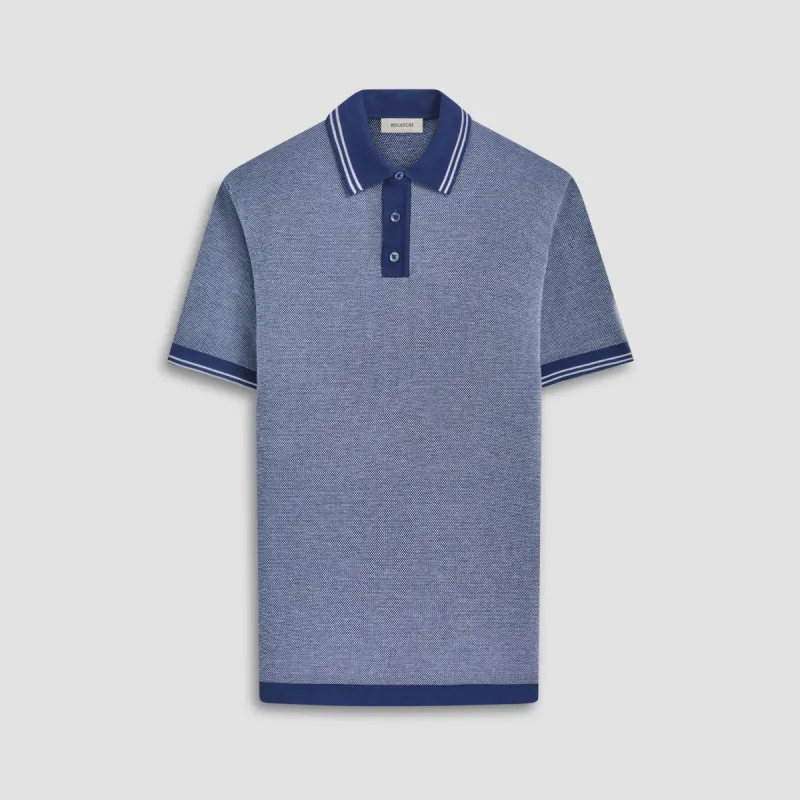 Bird's Eye Jacquard Short-Sleeved Polo Sweater sold by Bugatchi