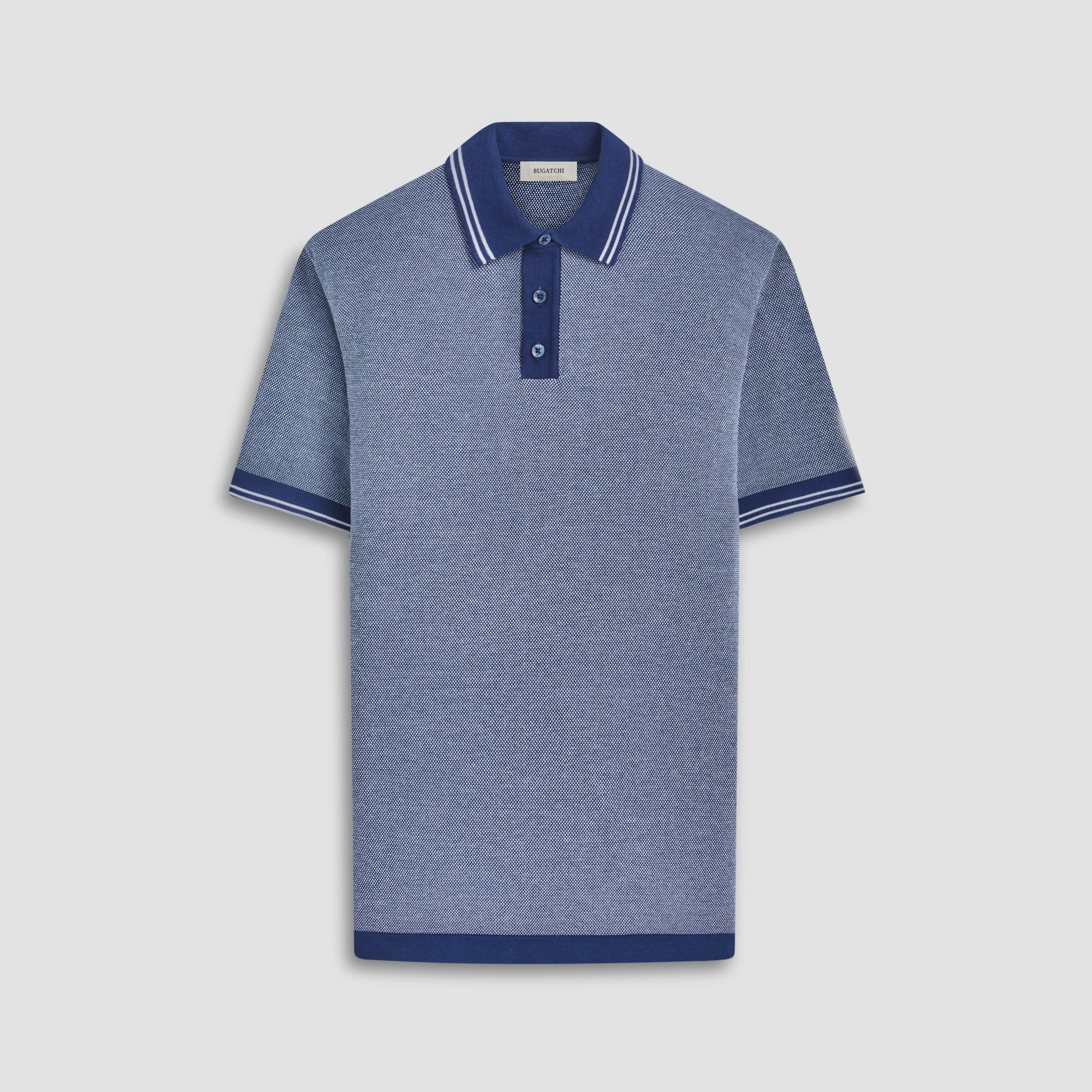 Bird's Eye Jacquard Short-Sleeved Polo Sweater sold by Bugatchi