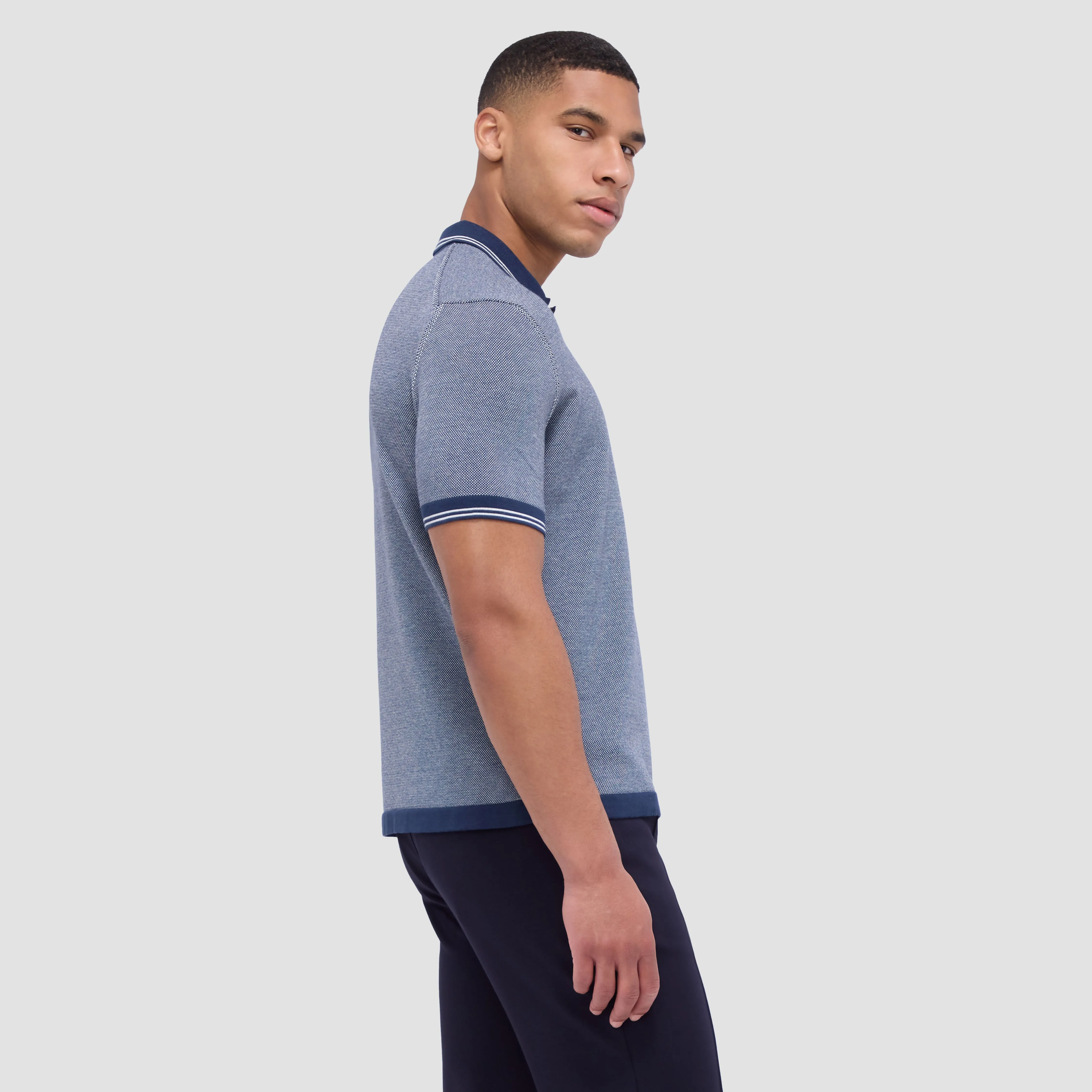 Bird's Eye Jacquard Short-Sleeved Polo Sweater sold by Bugatchi product image thumbnail 3
