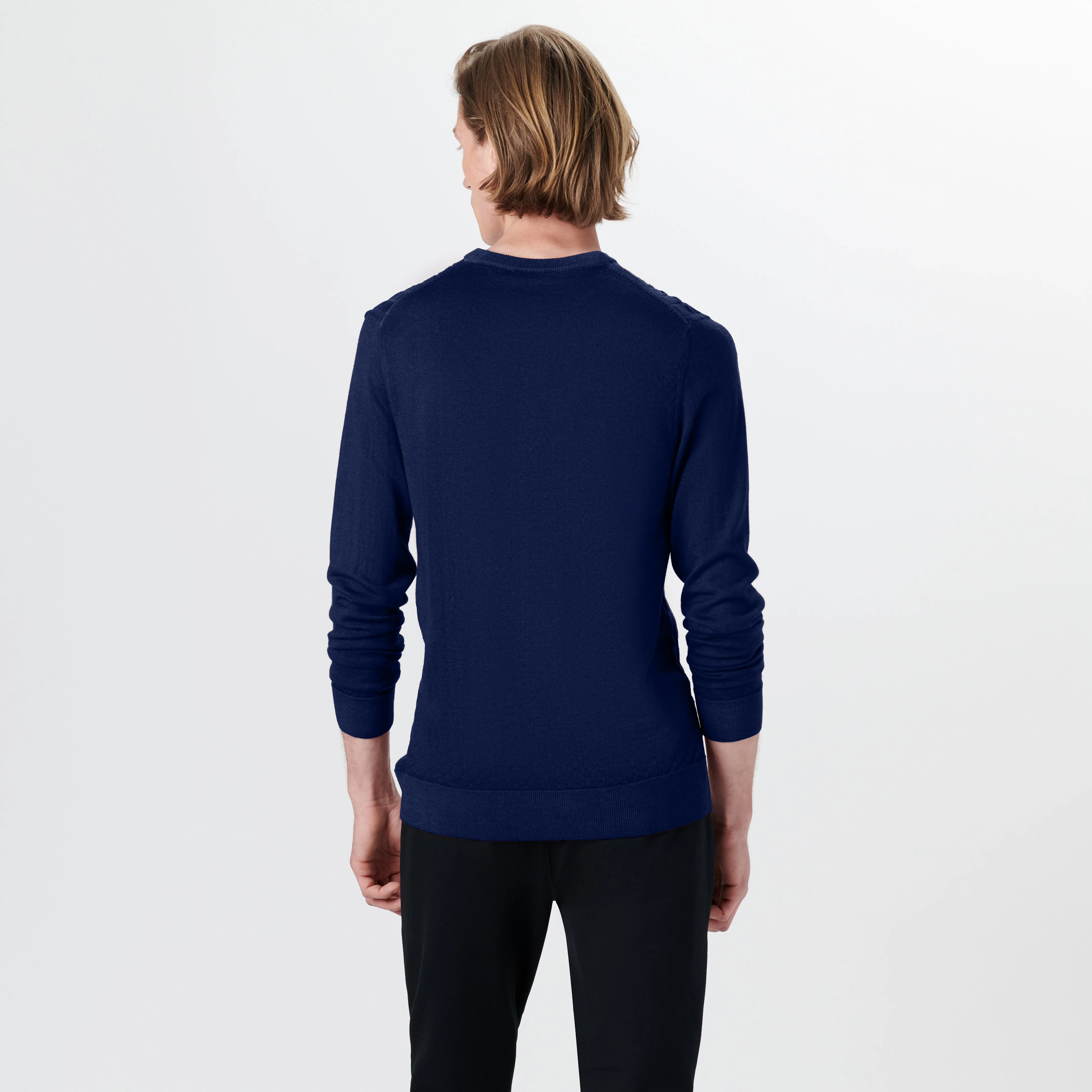 Super Merino V-Neck Cable Sweater sold by Bugatchi product image thumbnail 4