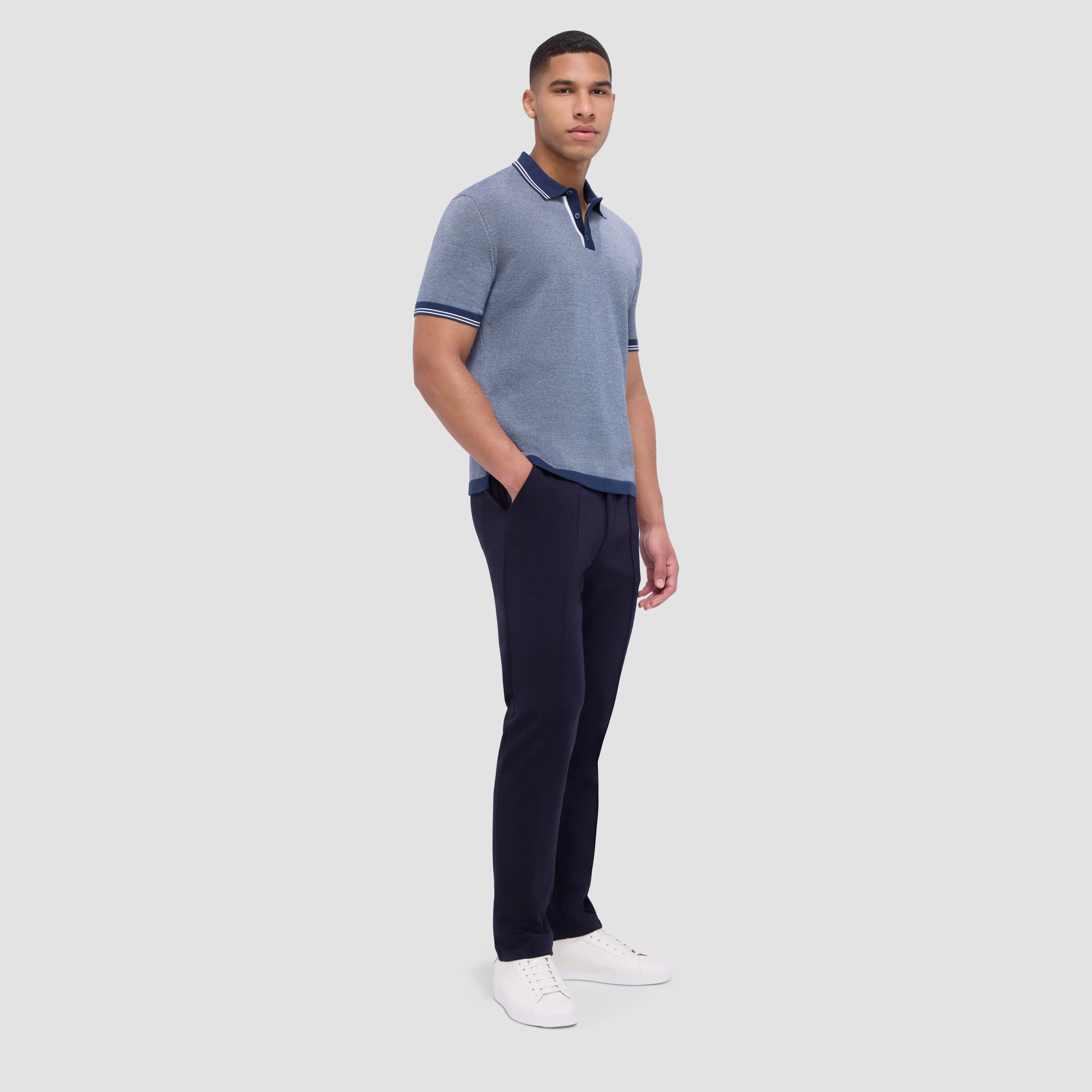 Bird's Eye Jacquard Short-Sleeved Polo Sweater sold by Bugatchi product image thumbnail 5