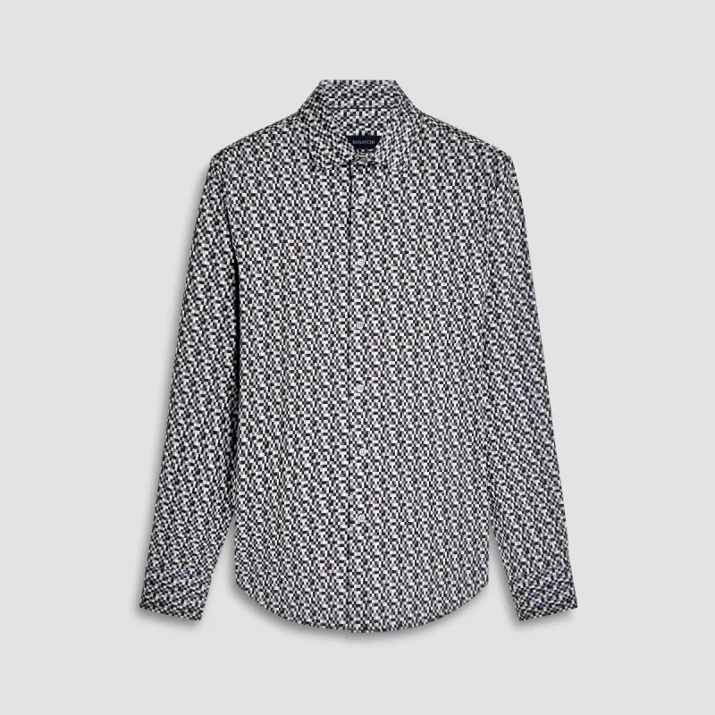 James Pixel Check OoohCotton Shirt sold by Bugatchi