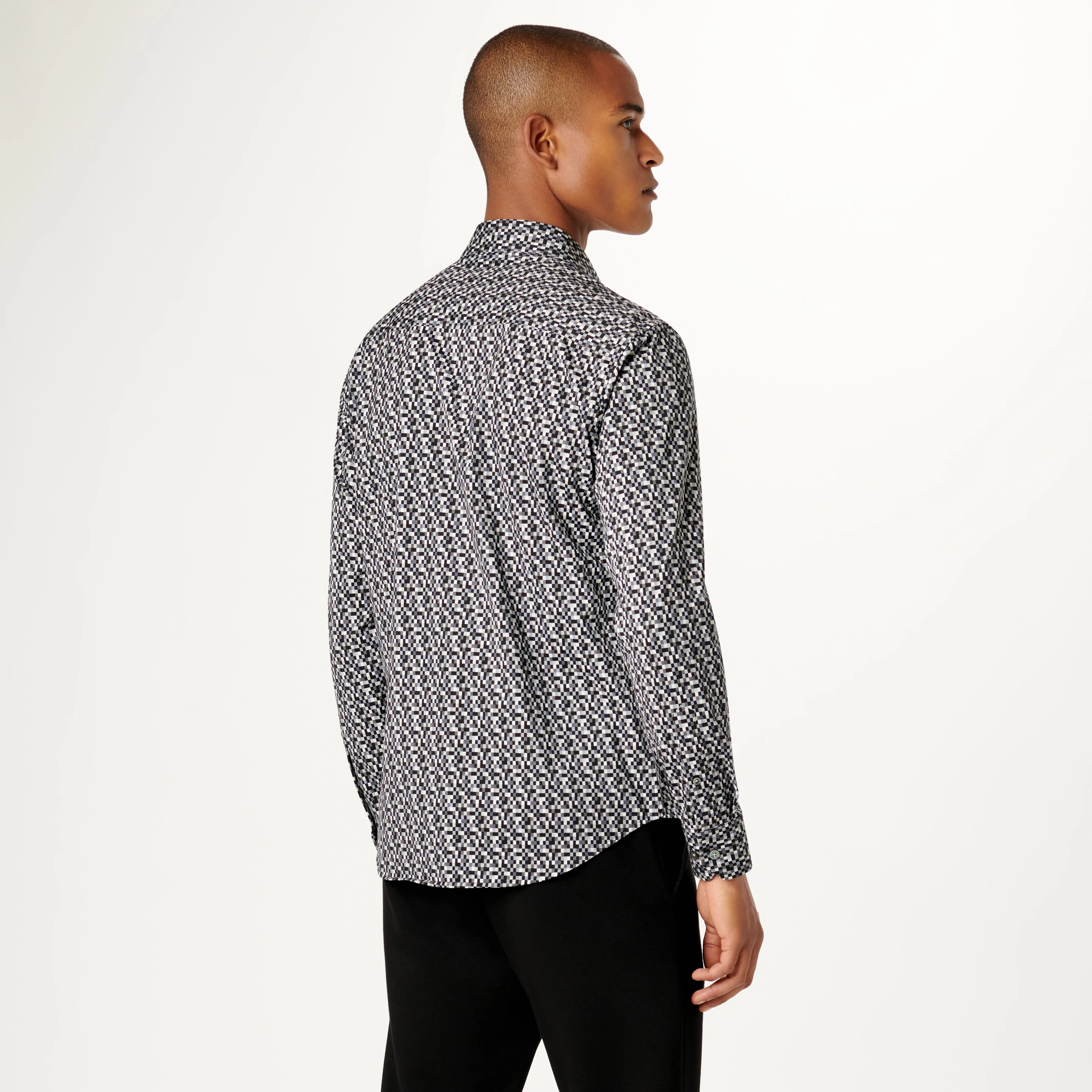 James Pixel Check OoohCotton Shirt sold by Bugatchi product image thumbnail 4