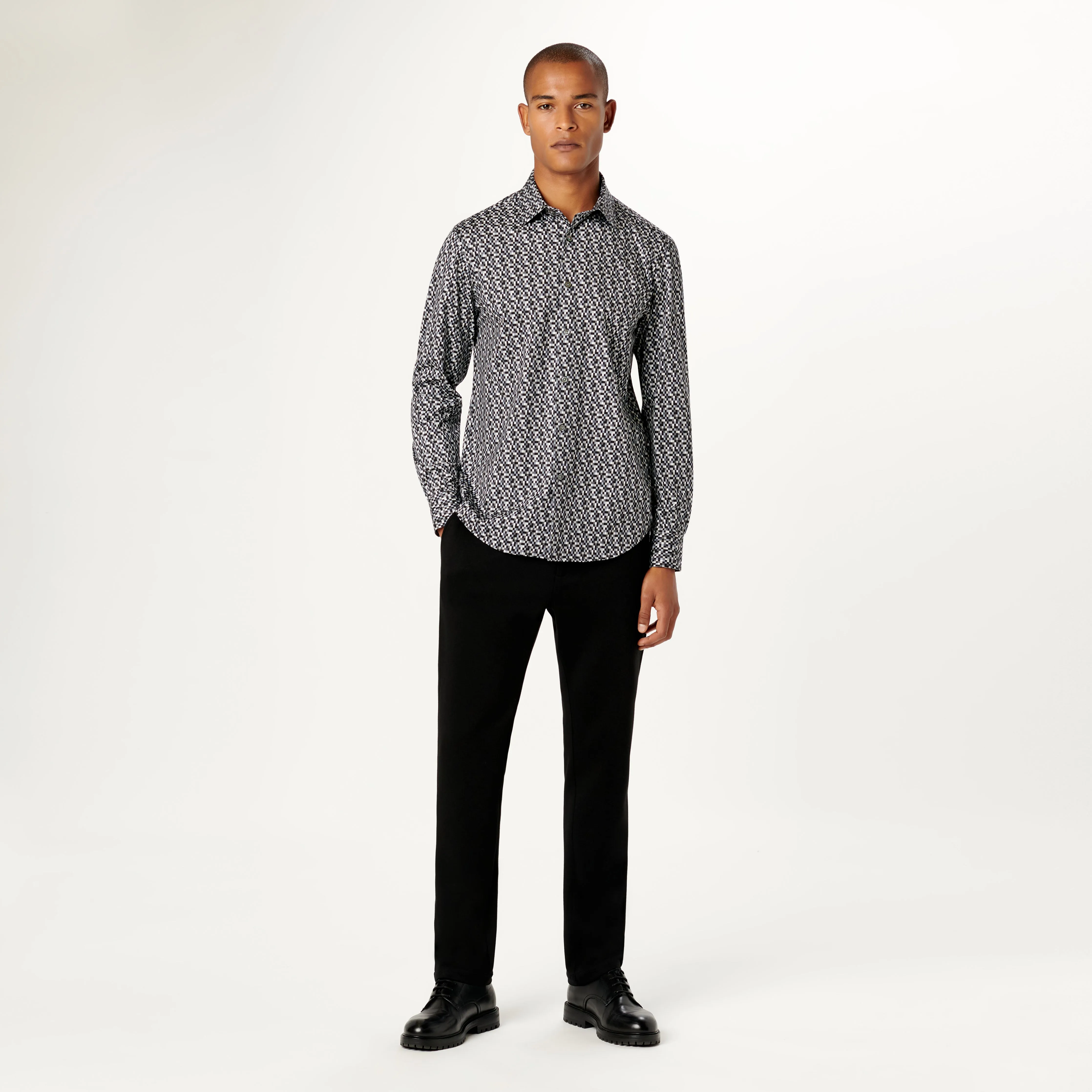James Pixel Check OoohCotton Shirt sold by Bugatchi product image thumbnail 5