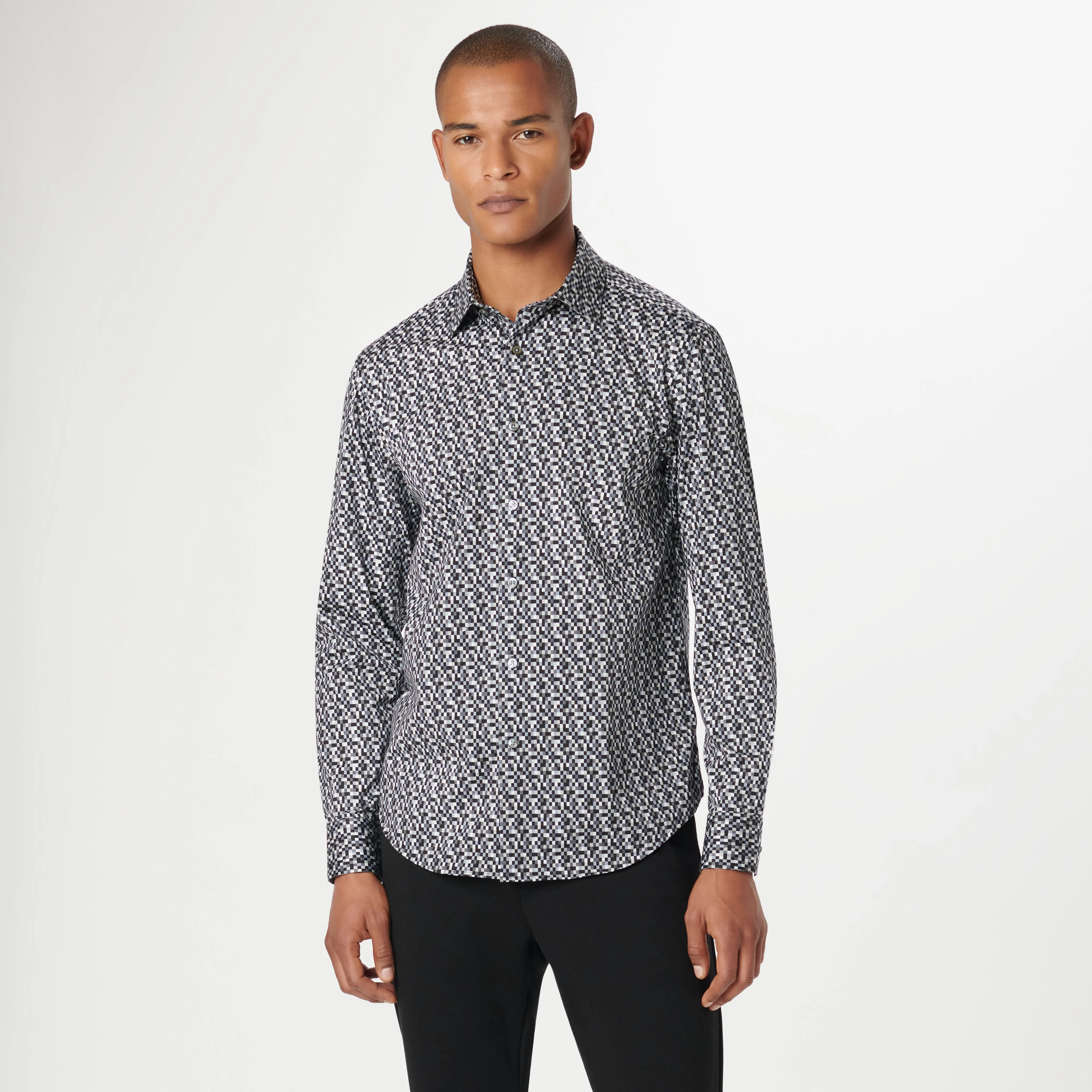 James Pixel Check OoohCotton Shirt sold by Bugatchi product image thumbnail 2