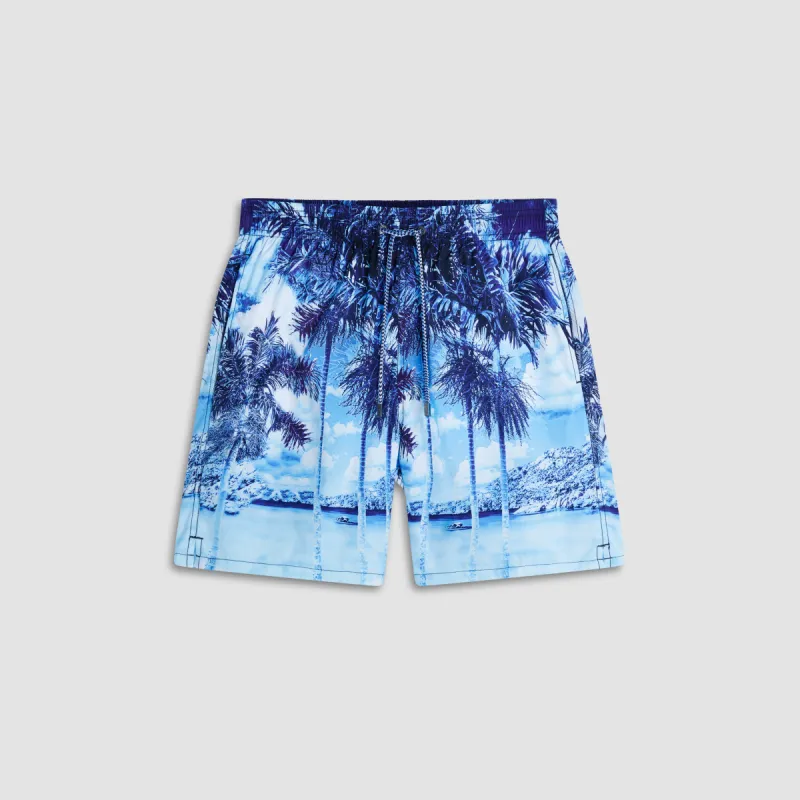 Cosmo Tropical Photoprint Swim Trunks sold by Bugatchi