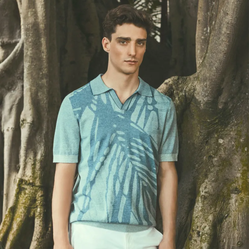 Abstract Print Short Sleeve Johnny Sweater sold by Bugatchi