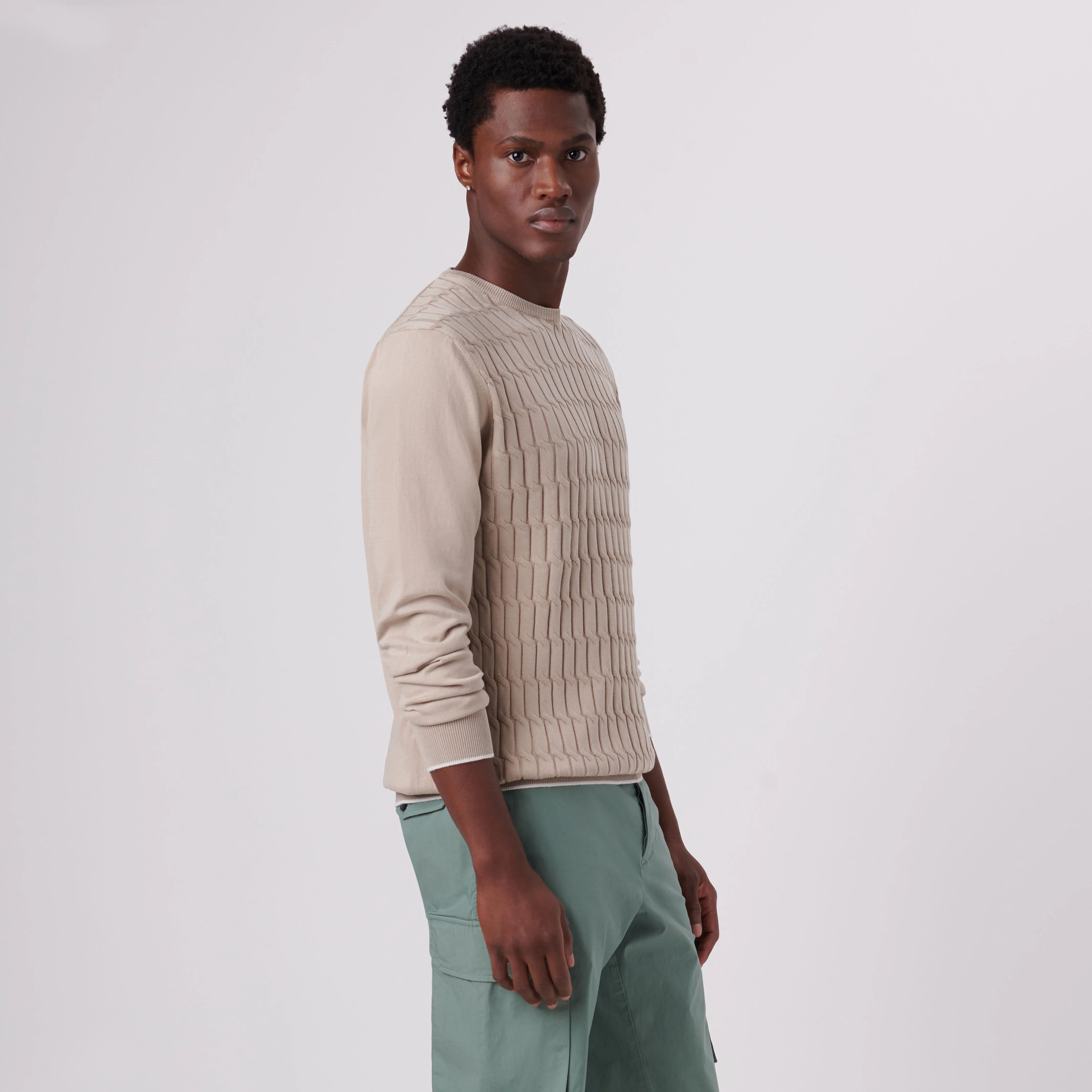 Knit Stitch Crew Neck Sweater sold by Bugatchi product image thumbnail 3