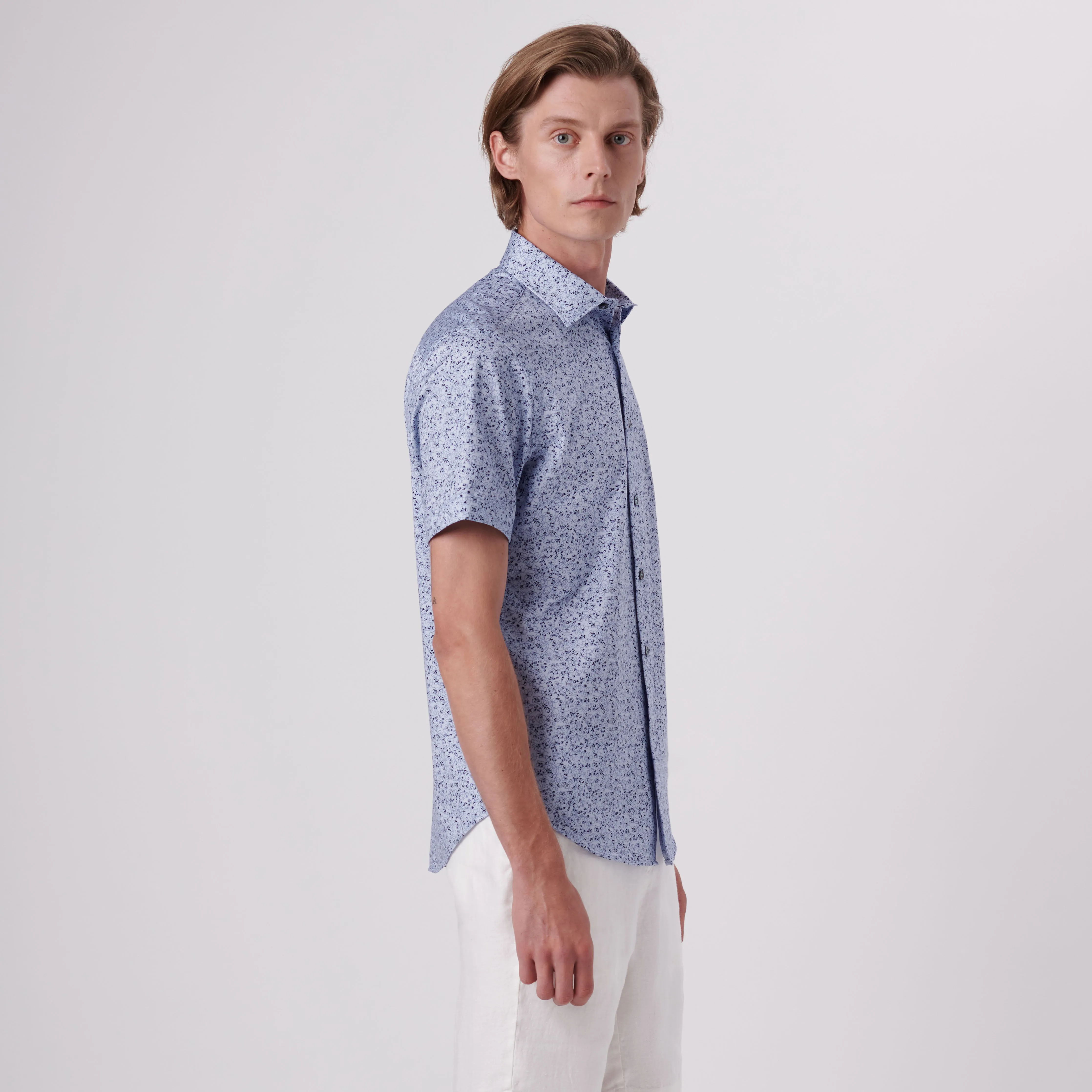 Miles Floral Print OoohCotton Short Sleeve Shirt sold by Bugatchi product image thumbnail 3