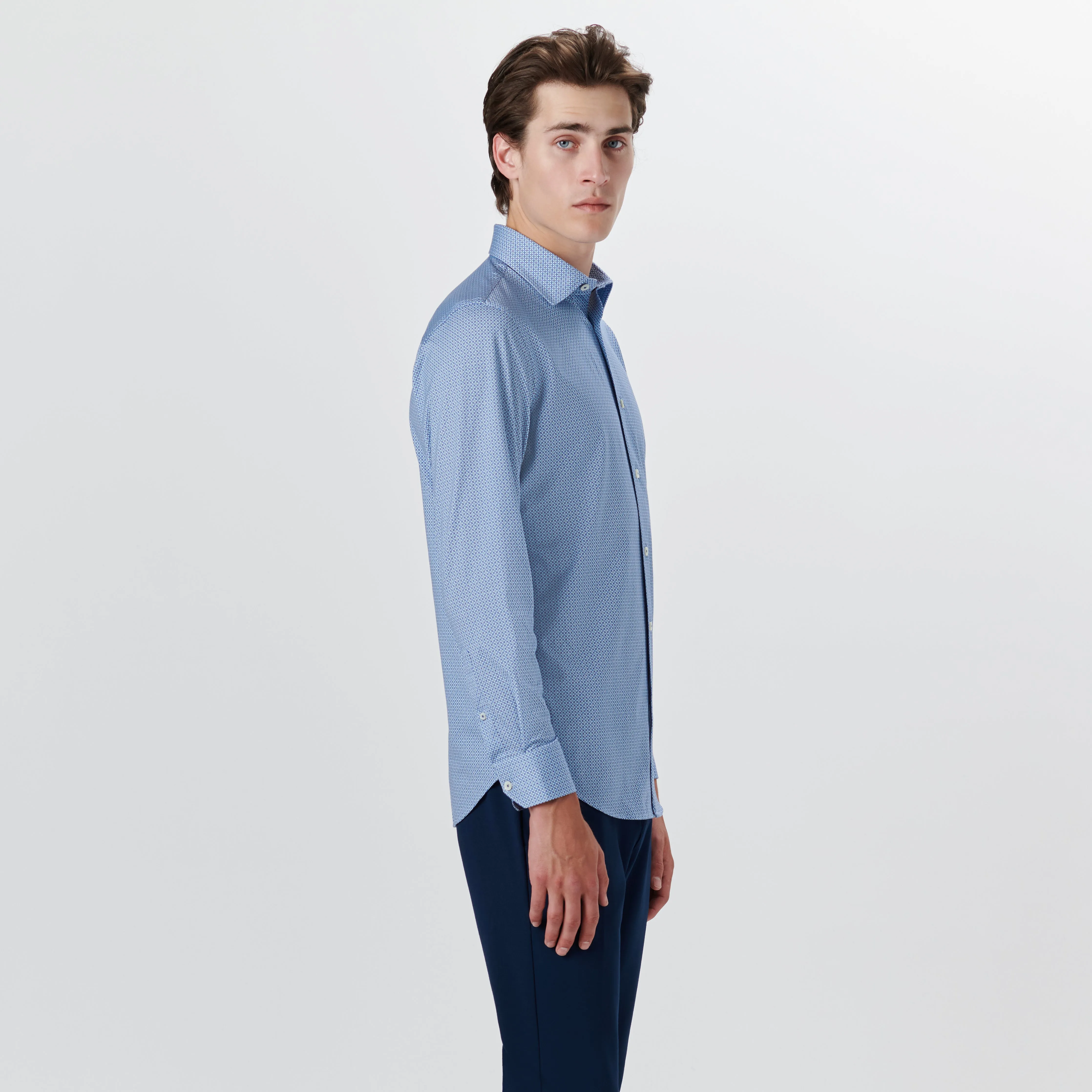 JAMES Diamond Check OoohCotton Shirt sold by Bugatchi product image thumbnail 3