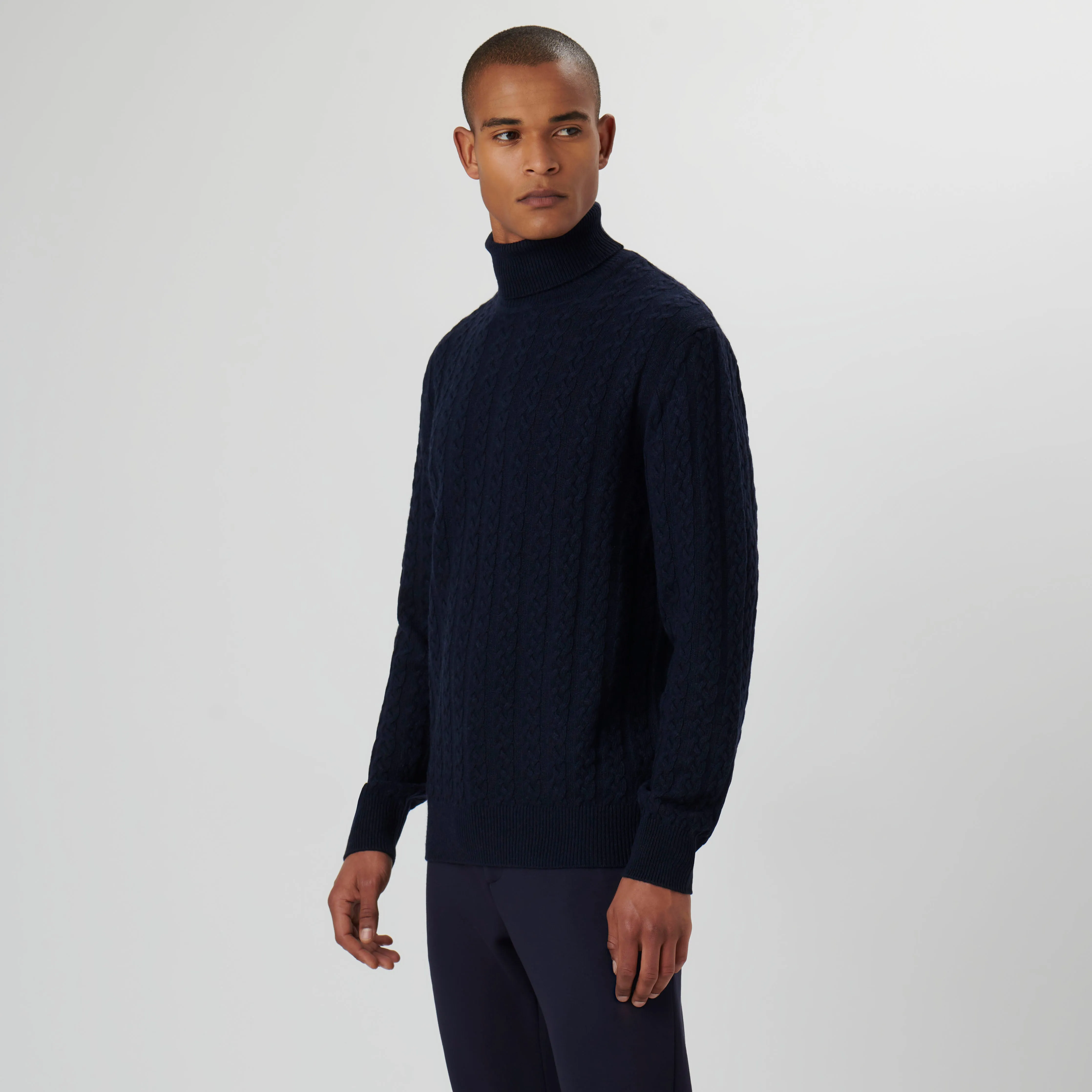 Solid Cable Turtleneck Sweater sold by Bugatchi product image thumbnail 3