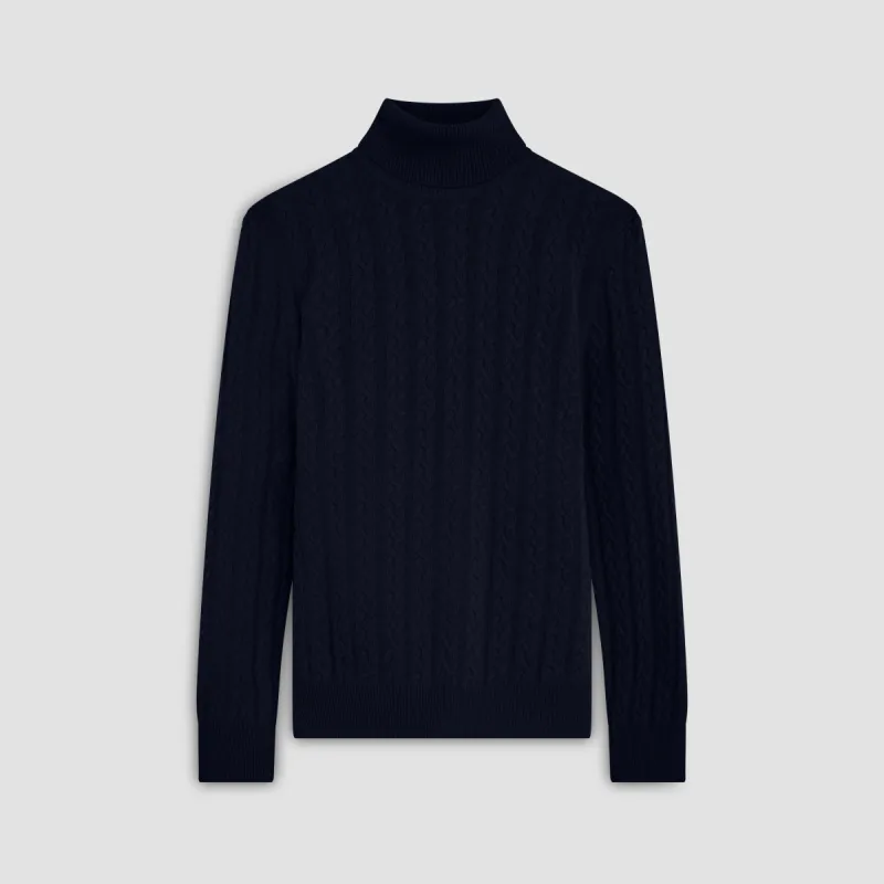 Solid Cable Turtleneck Sweater sold by Bugatchi
