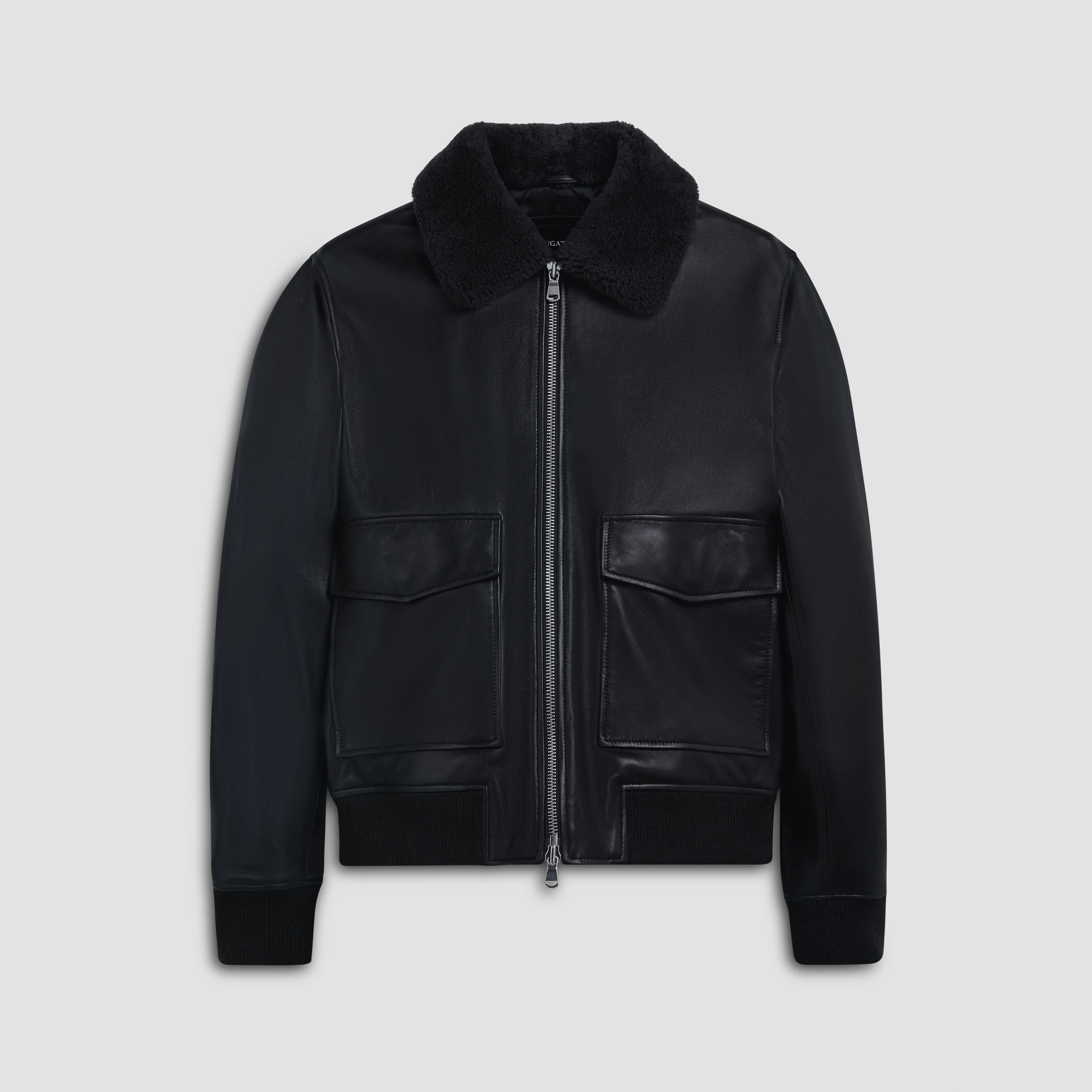 Leather Bomber Jacket with Removable Shearling Collar sold by Bugatchi product image thumbnail 2