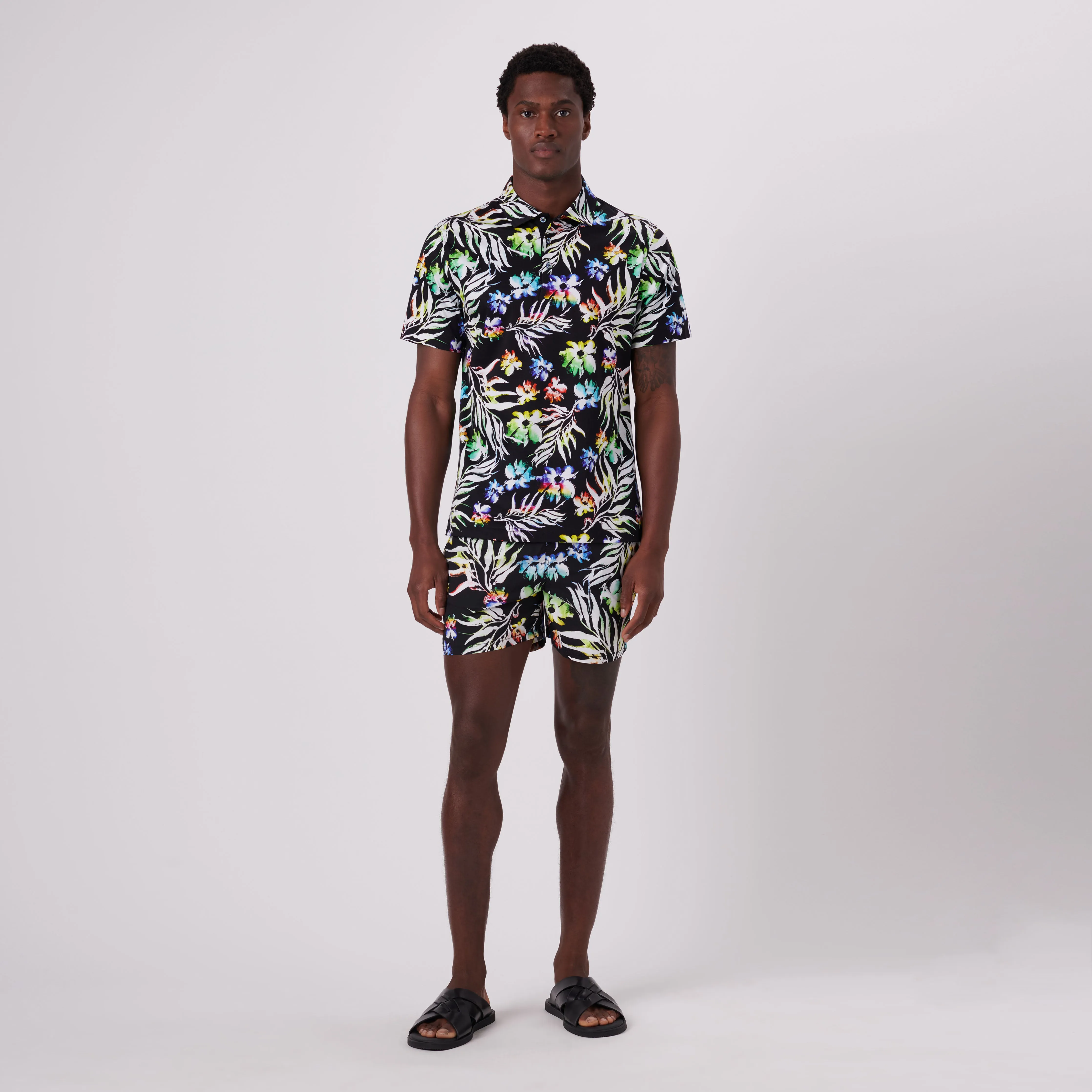 Hendrix Floral Print Polo Shirt sold by Bugatchi product image thumbnail 5