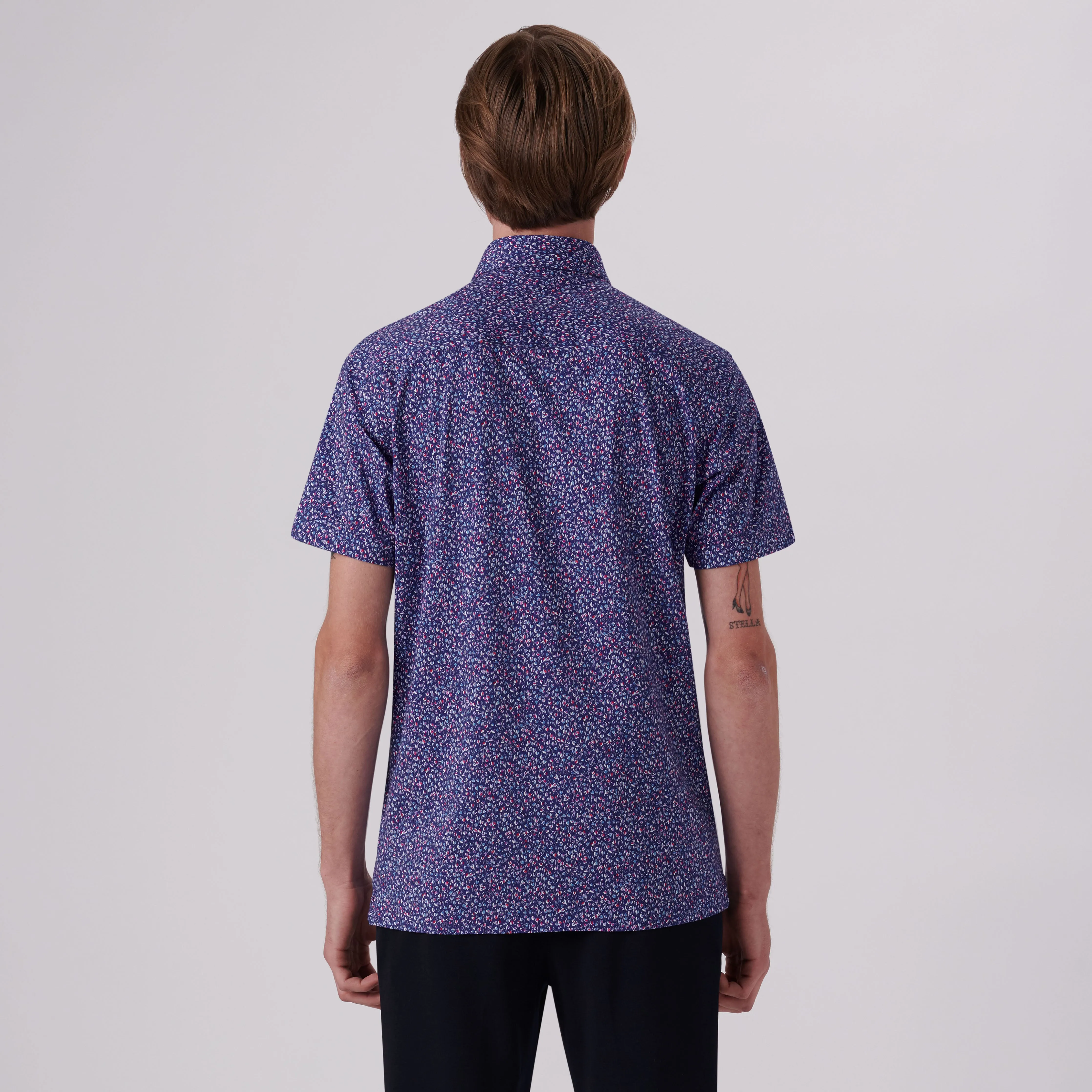 Milo Floral Print OoohCotton Short Sleeve Shirt sold by Bugatchi product image thumbnail 4