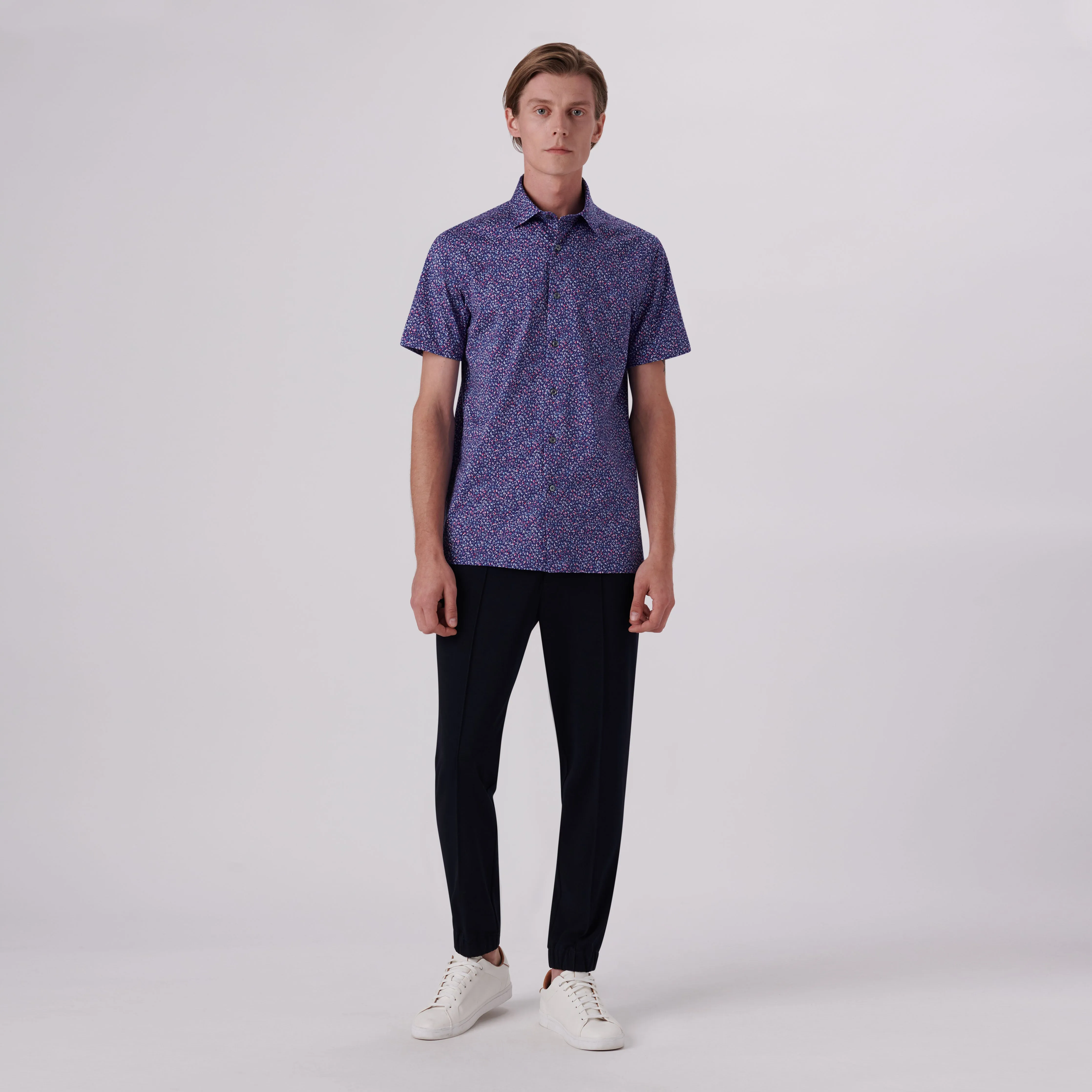 Milo Floral Print OoohCotton Short Sleeve Shirt sold by Bugatchi product image thumbnail 5