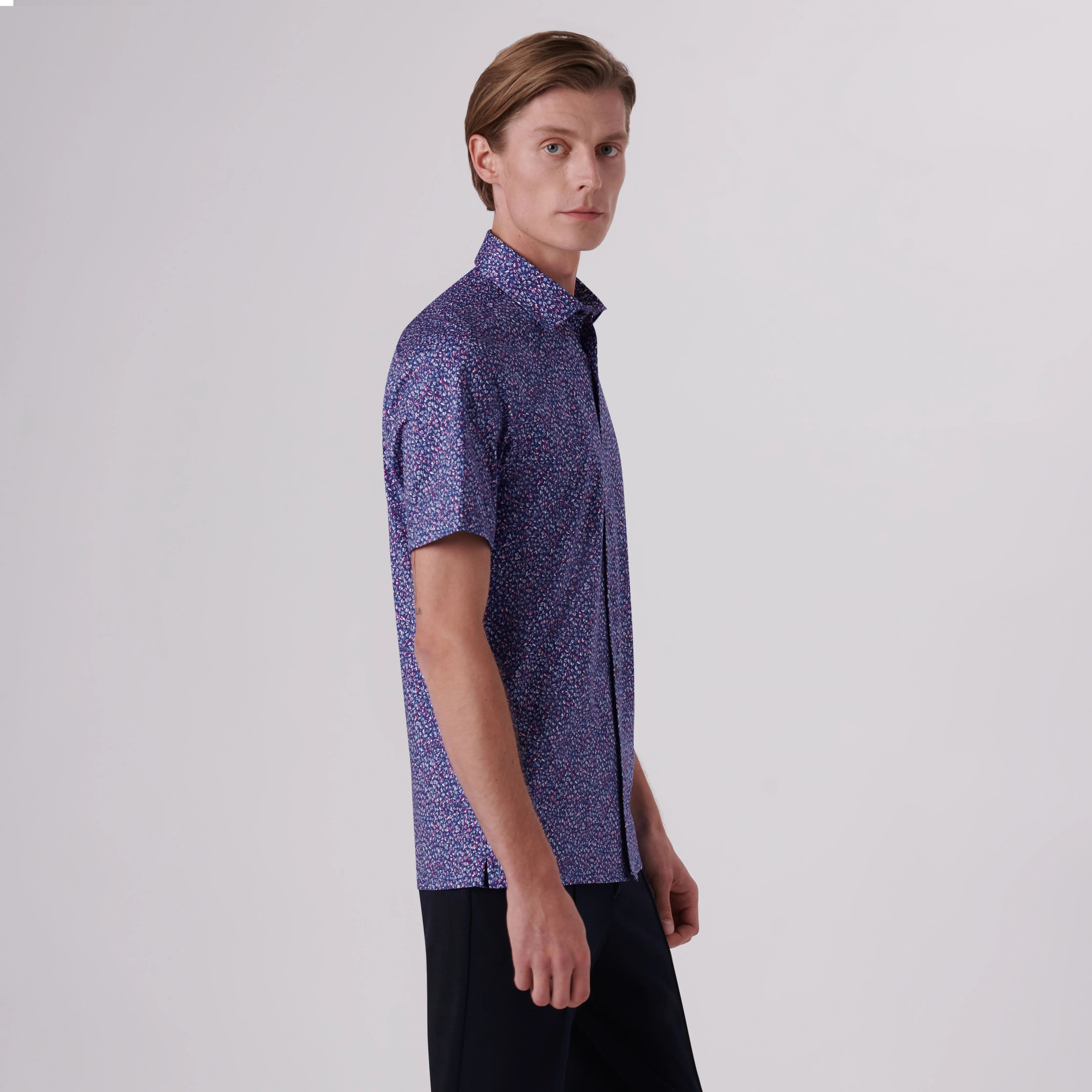 Milo Floral Print OoohCotton Short Sleeve Shirt sold by Bugatchi product image thumbnail 3