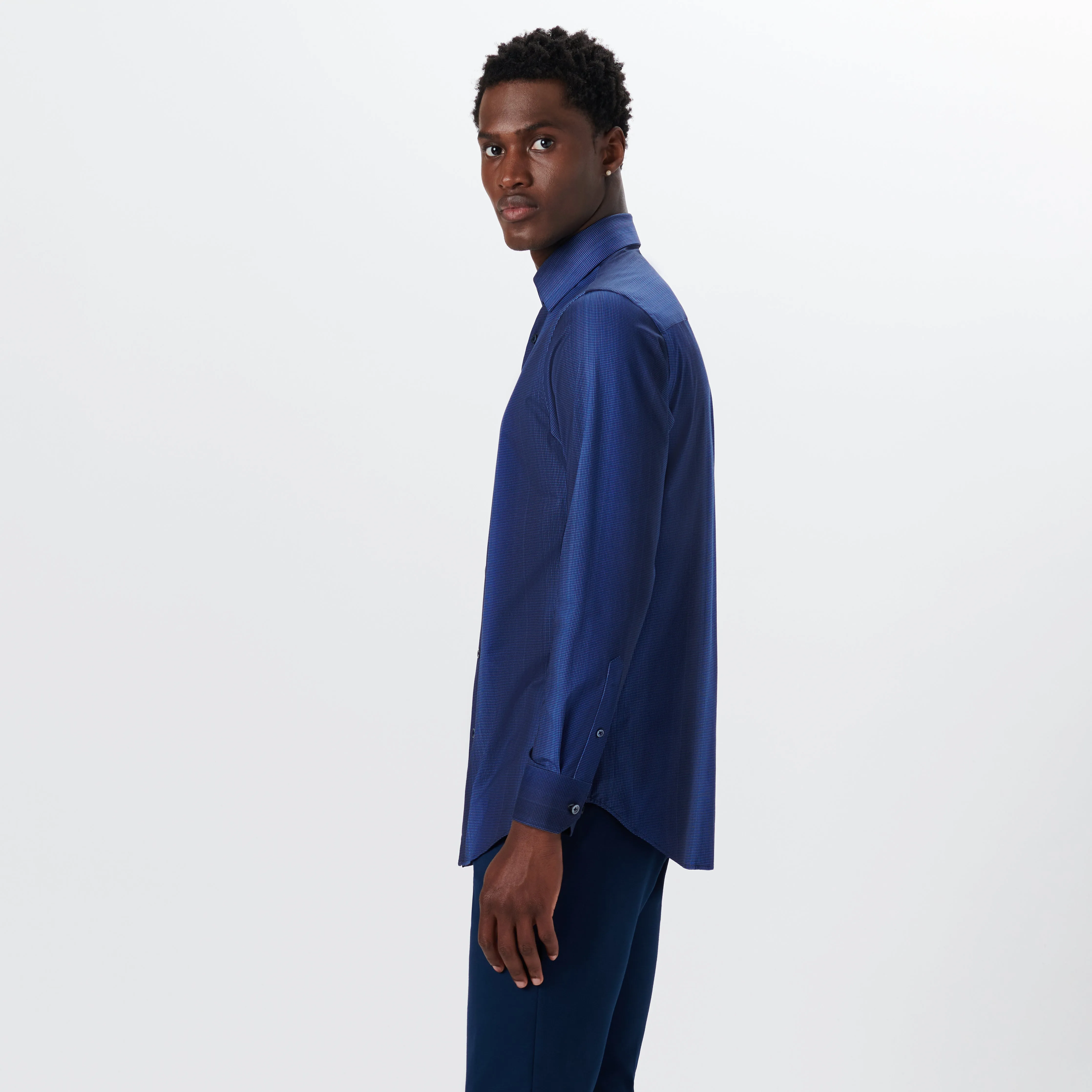 JAMES Pin Check OoohCotton Shirt sold by Bugatchi product image thumbnail 3